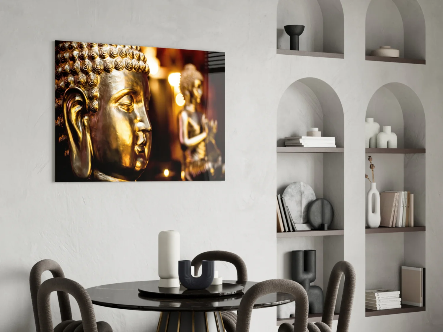 Golden Buddha and Candles Glass Wall Art - Image 6