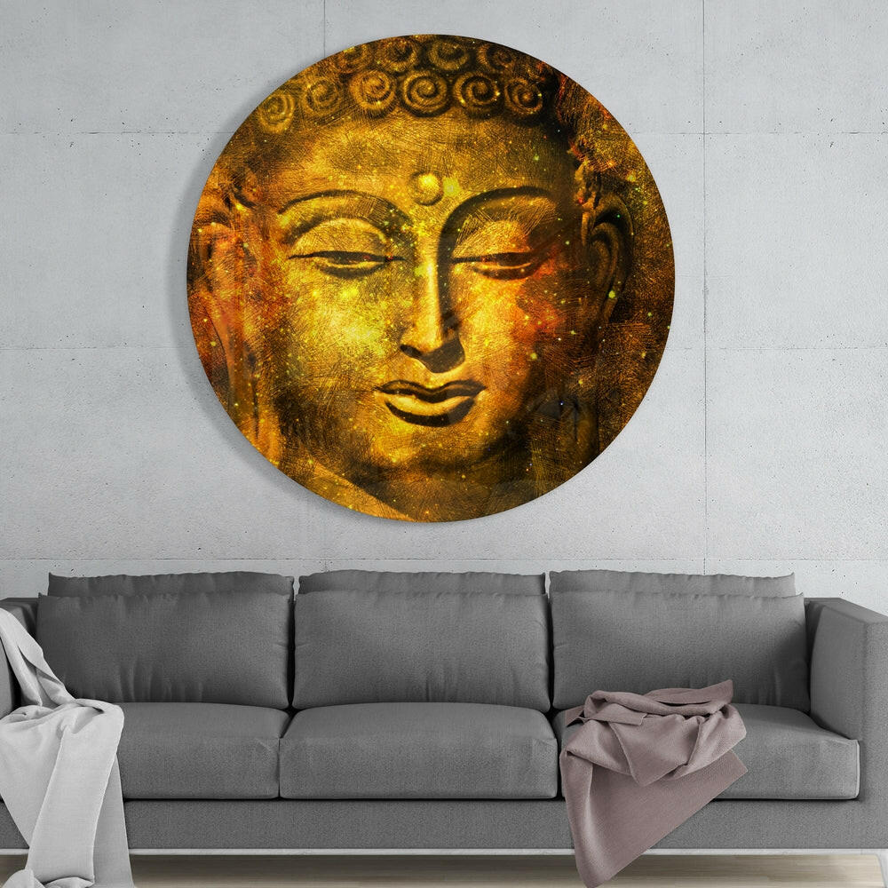 Golden Buddha Face Glass Wall Art - Image 2