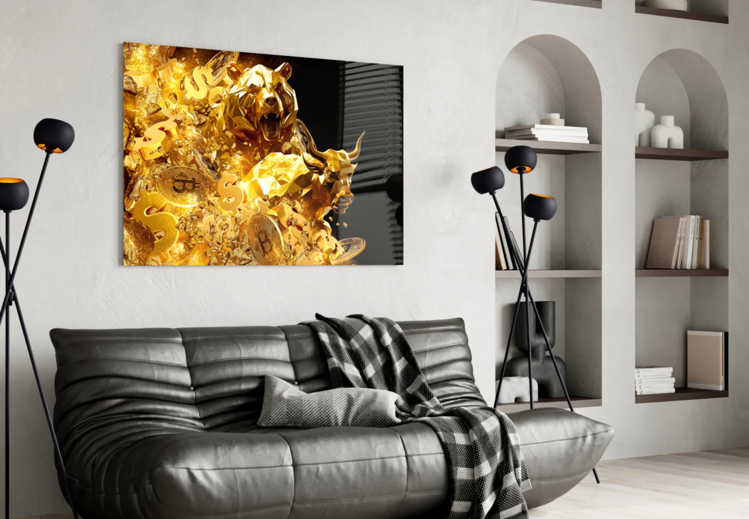 Golden Bull and Bear Glass Wall Art - Image 4