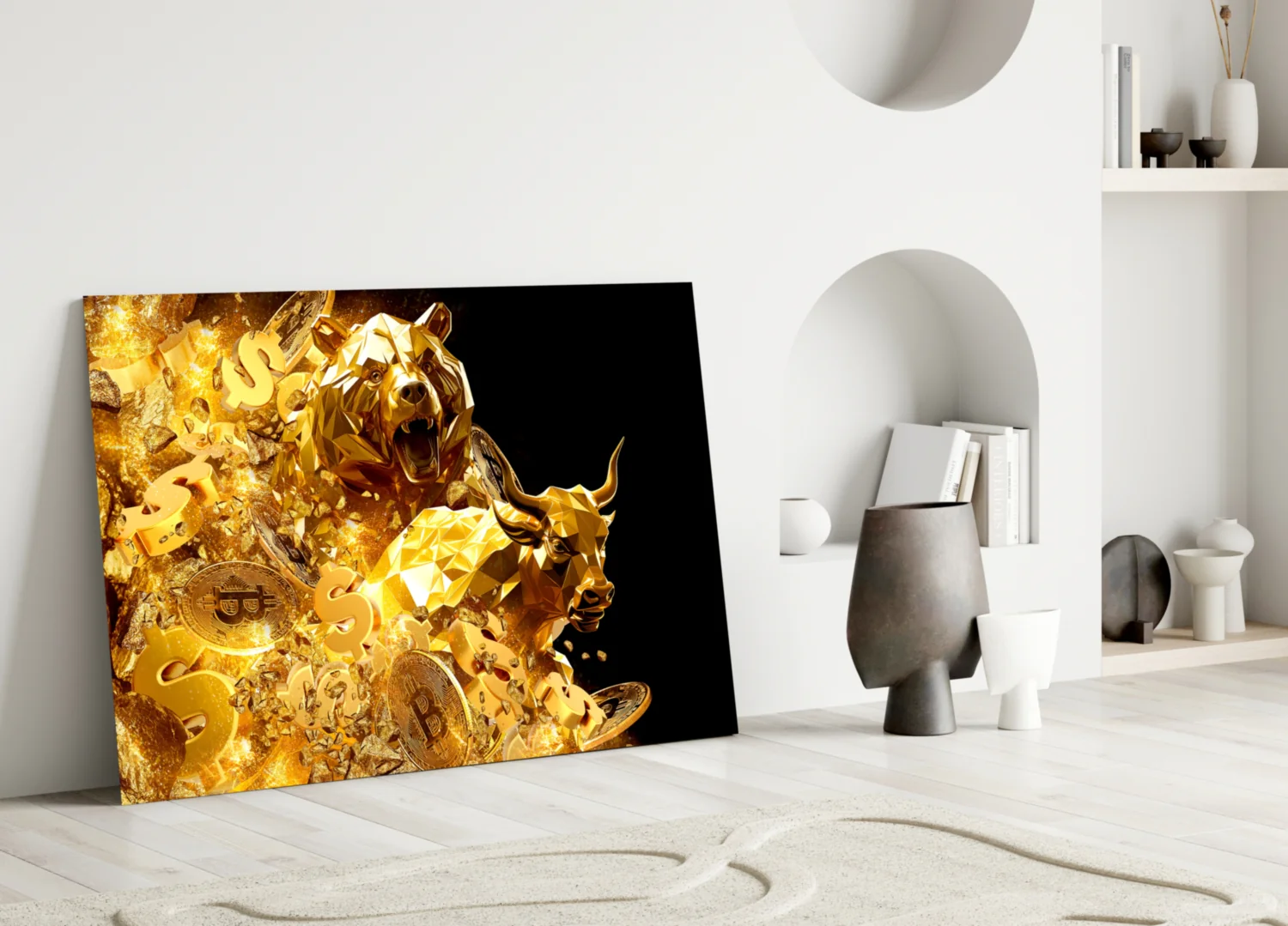 Golden Bull and Bear Glass Wall Art - Image 5