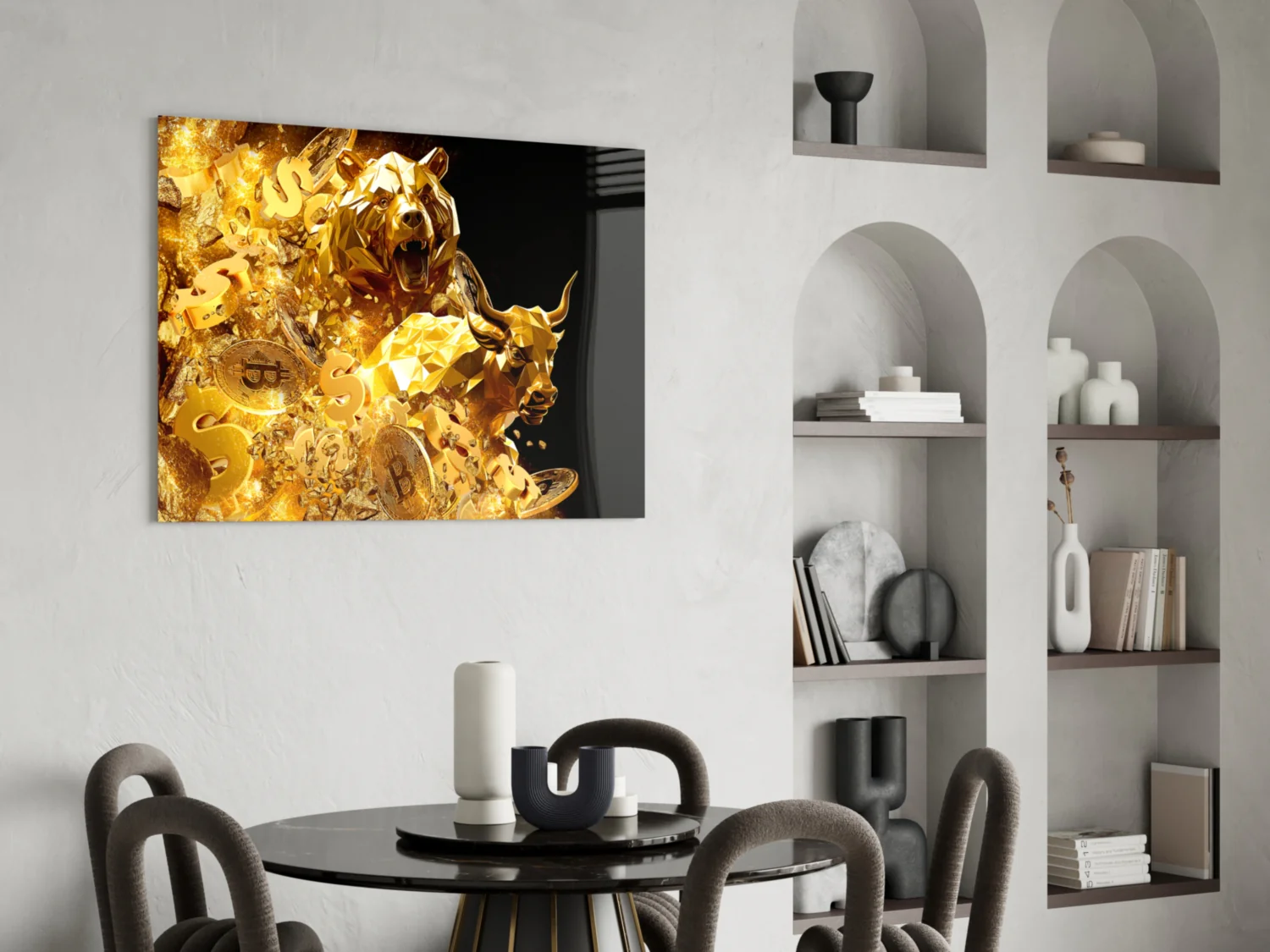 Golden Bull and Bear Glass Wall Art - Image 6