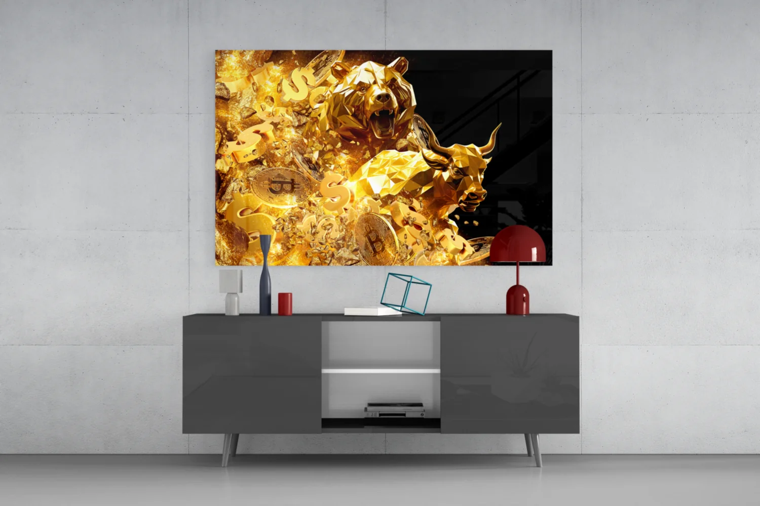 Golden Bull and Bear Glass Wall Art - Image 8