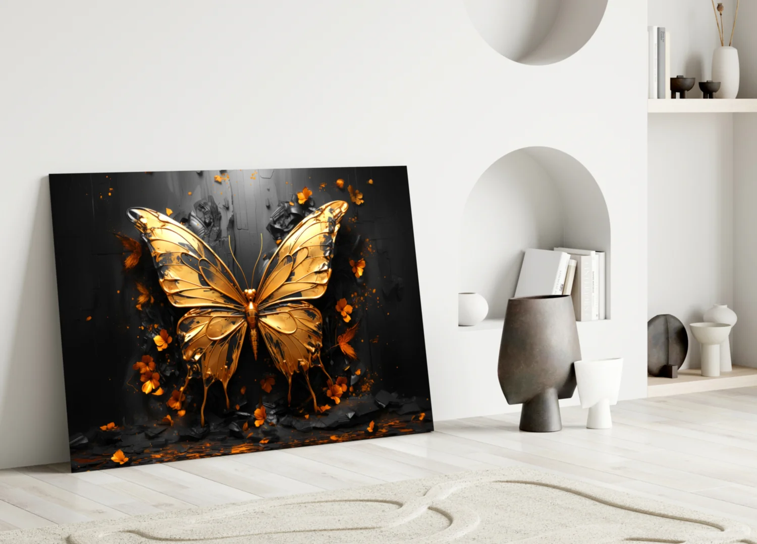 Golden Butterfly Glass Wall Art || Designer Collection - Image 3