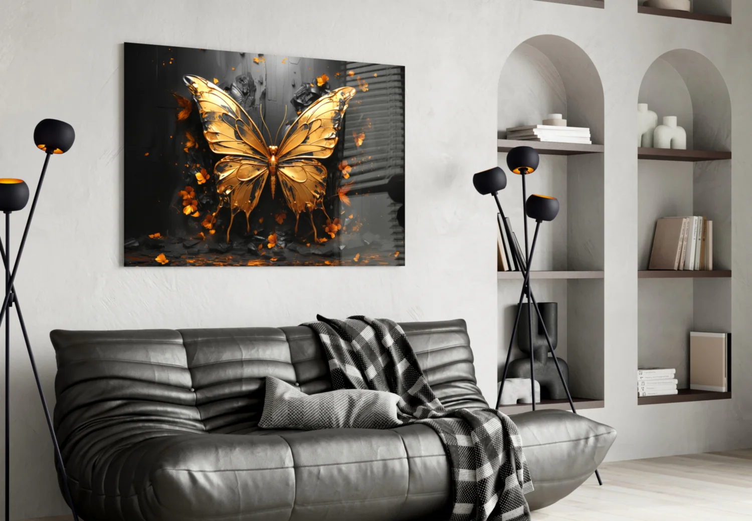 Golden Butterfly Glass Wall Art || Designer Collection - Image 4