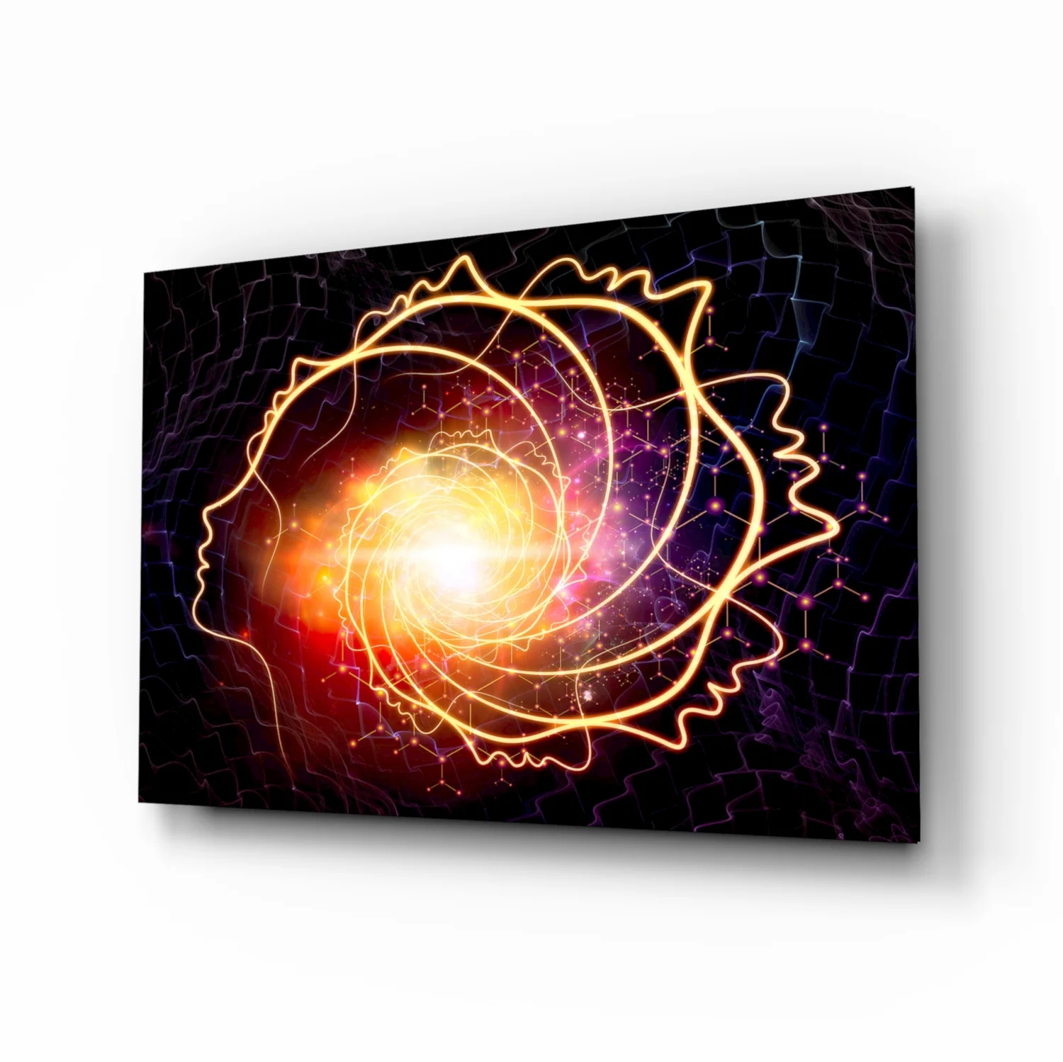 Golden Cosmic Swirl Glass Wall Art - Image 2