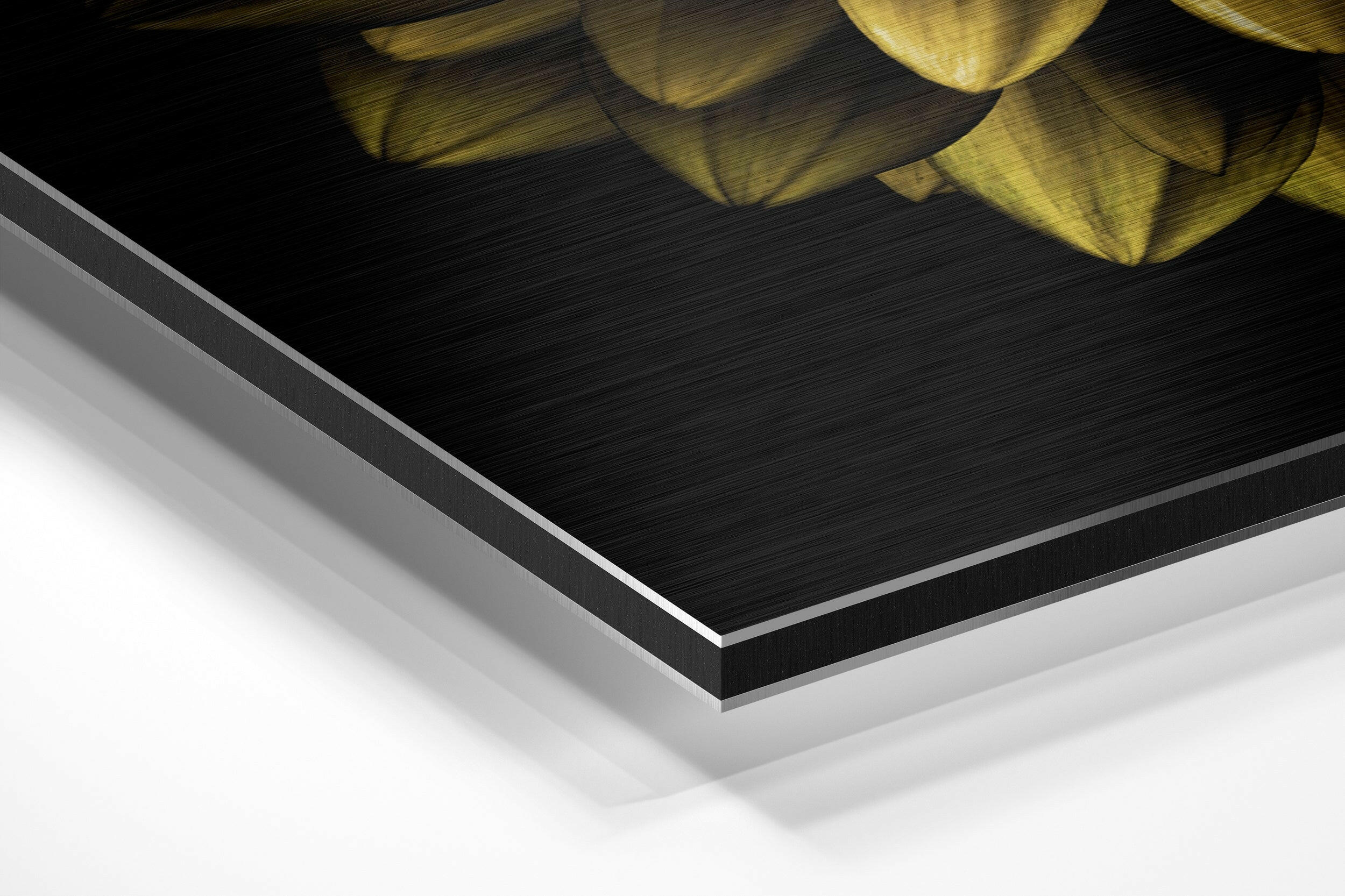 Golden Dahlia Purple Core Brushed Aluminium Dibond Wall Art - Image 2