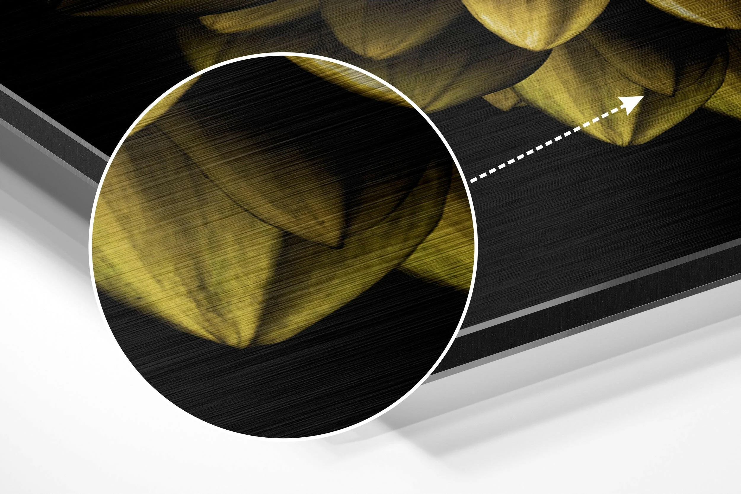 Golden Dahlia Purple Core Brushed Aluminium Dibond Wall Art - Image 3