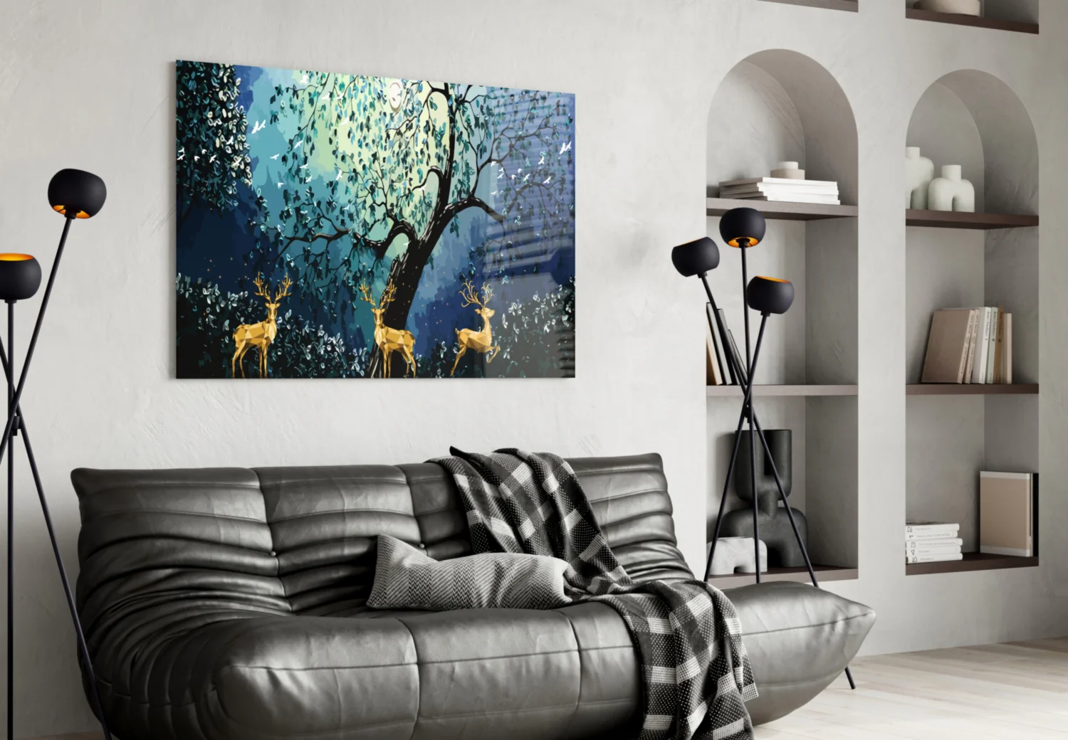 Golden Deers Glass Wall Art - Image 4