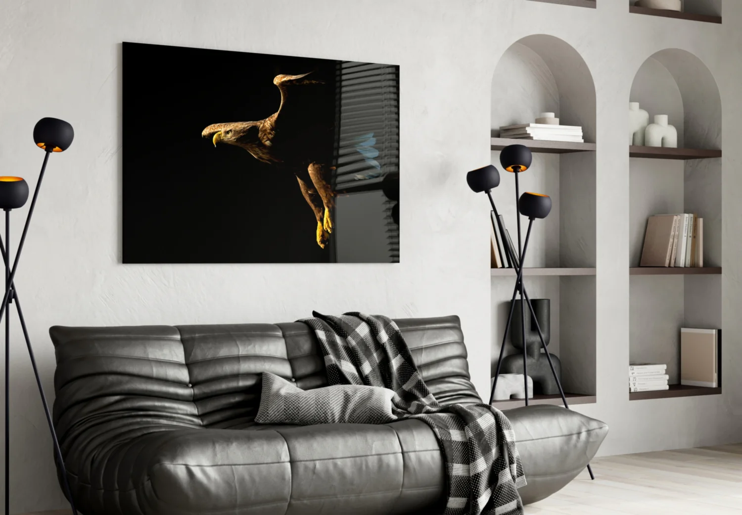Golden Eagle in Flight Glass Wall Art - Image 4