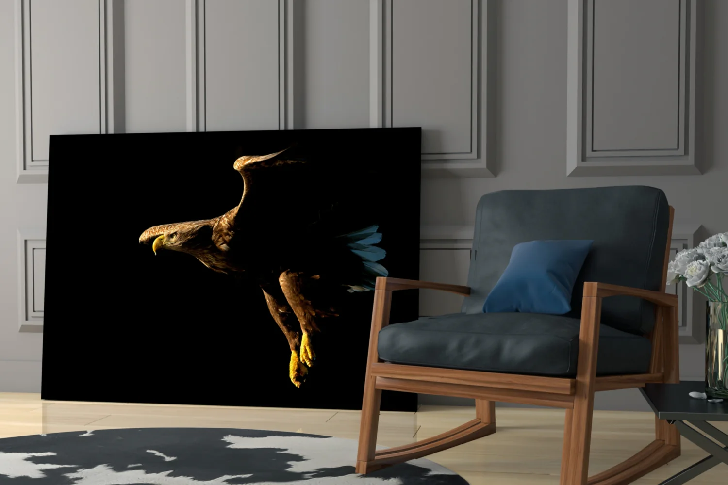 Golden Eagle in Flight Glass Wall Art - Image 6