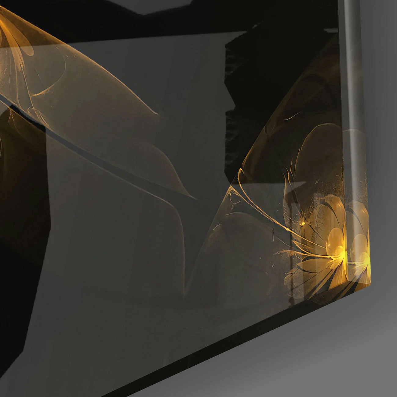 Golden Feather Fractal Glass Wall Art - Image 3