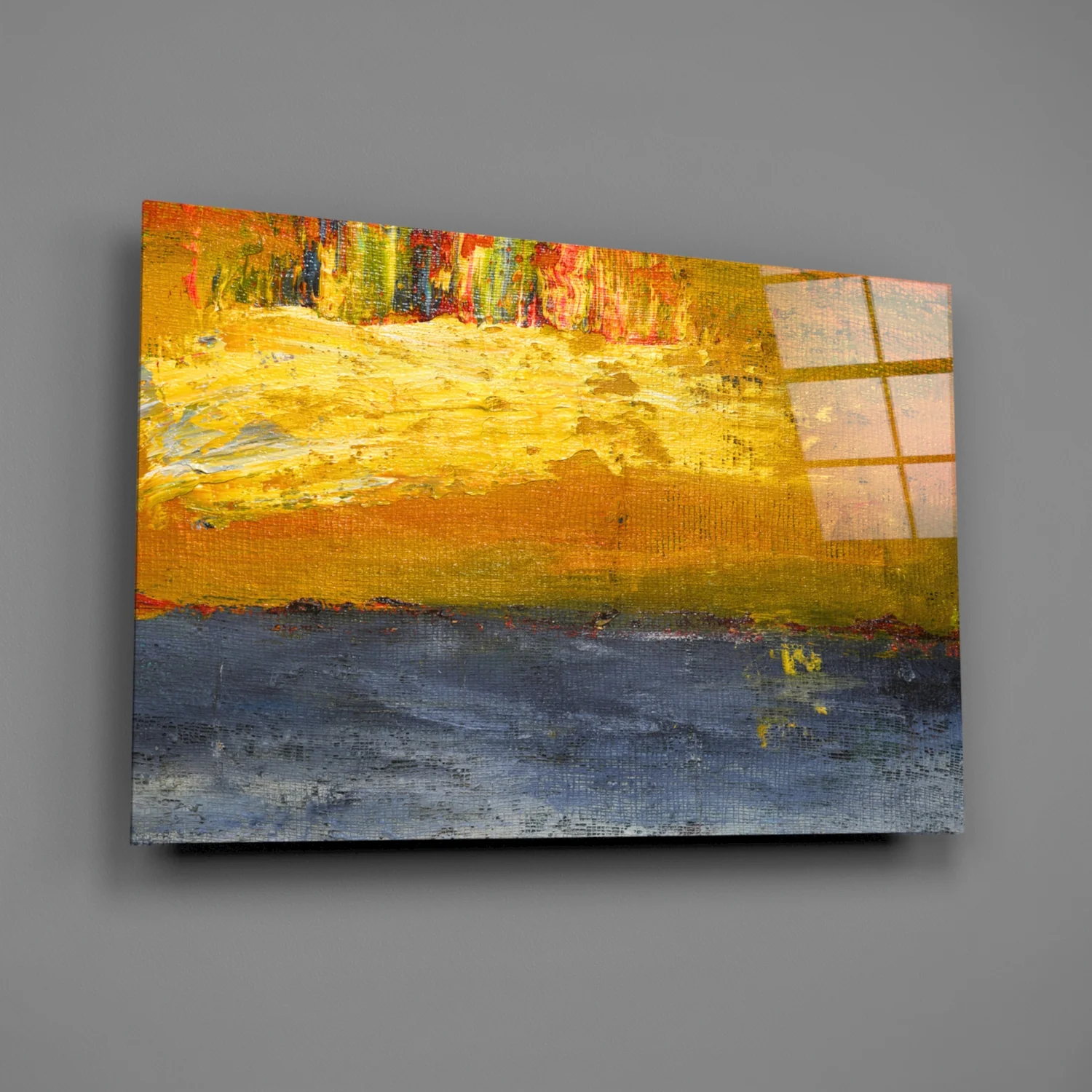 Golden Field Blue Horizon Glass Wall Art - Image 2