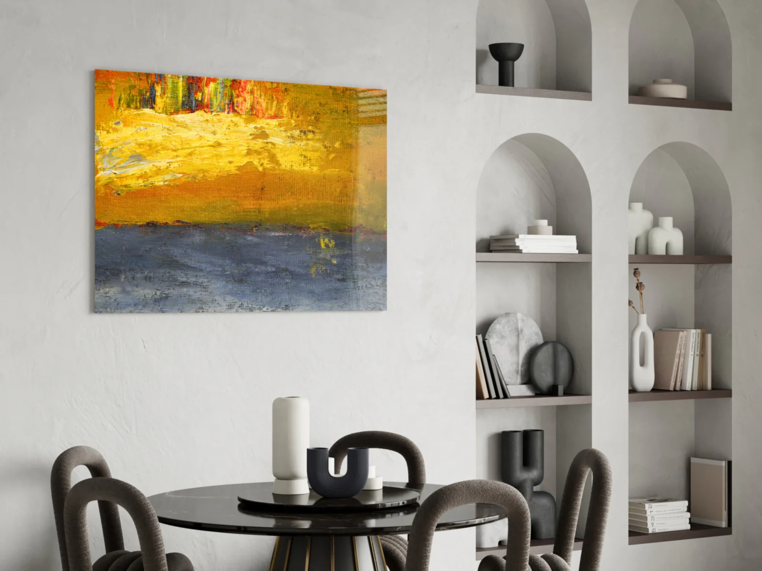 Golden Field Blue Horizon Glass Wall Art - Image 5