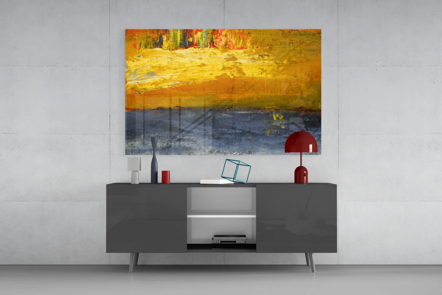 Golden Field Blue Horizon Glass Wall Art - Image 8