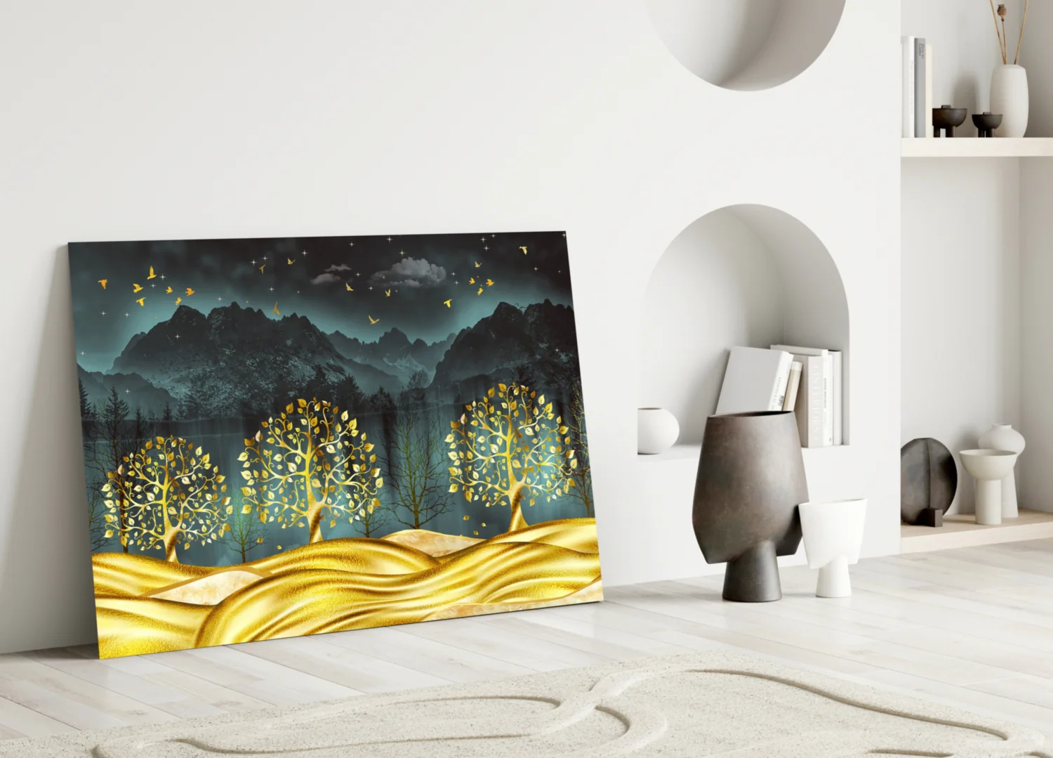 Golden Forest Glass Wall Art - Image 4