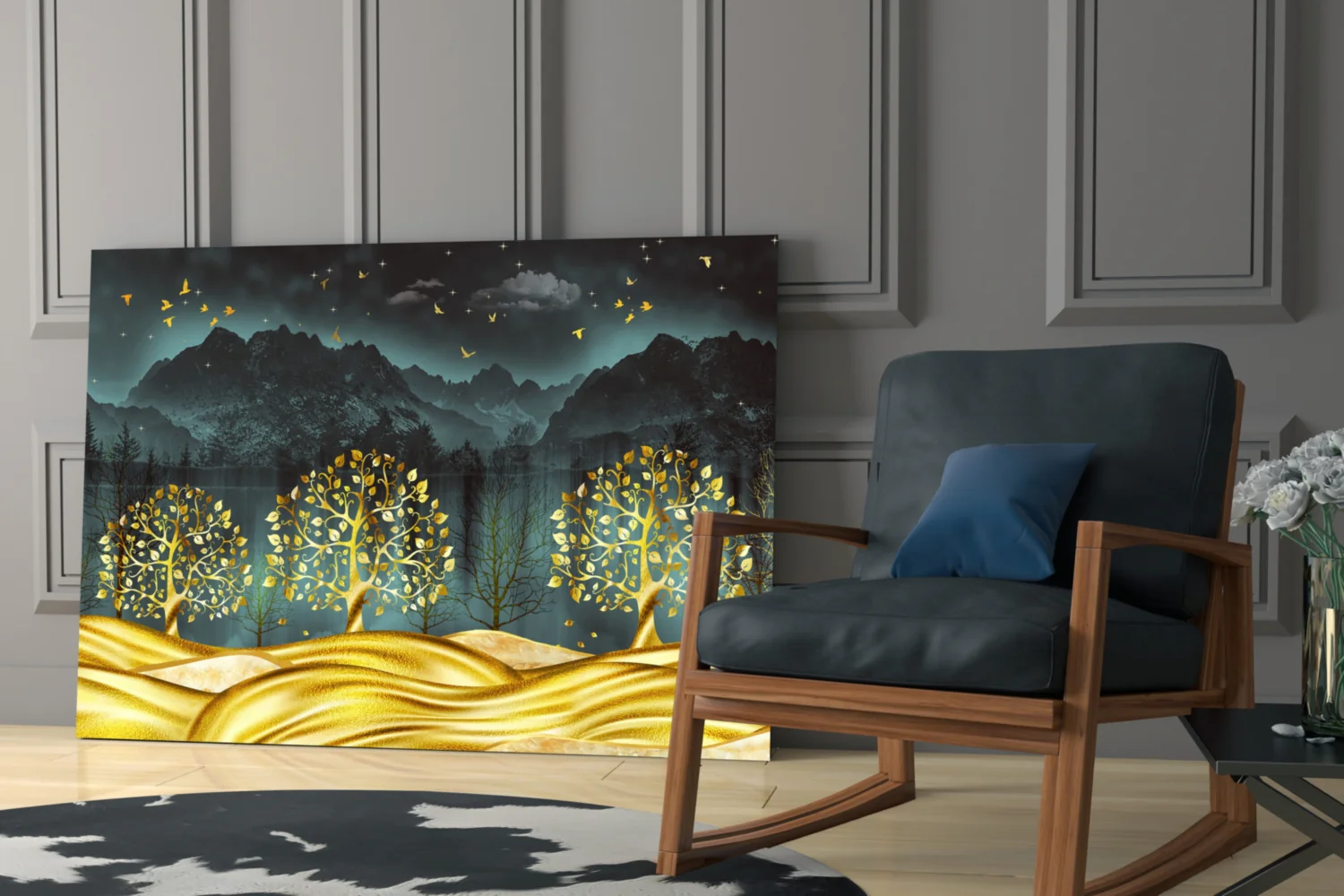 Golden Forest Glass Wall Art - Image 7