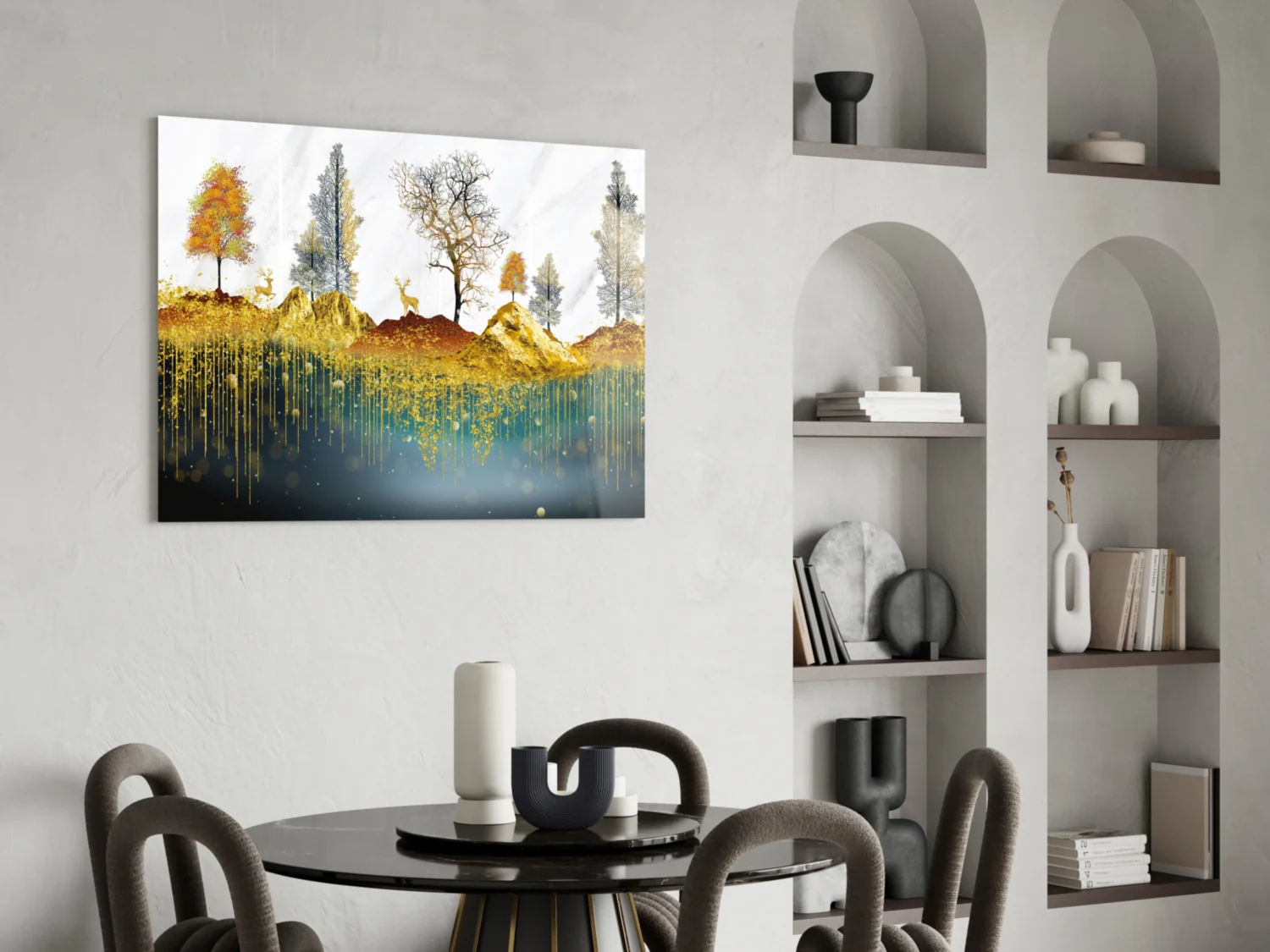 Golden Forest Reflections Glass Wall Art - Image 6
