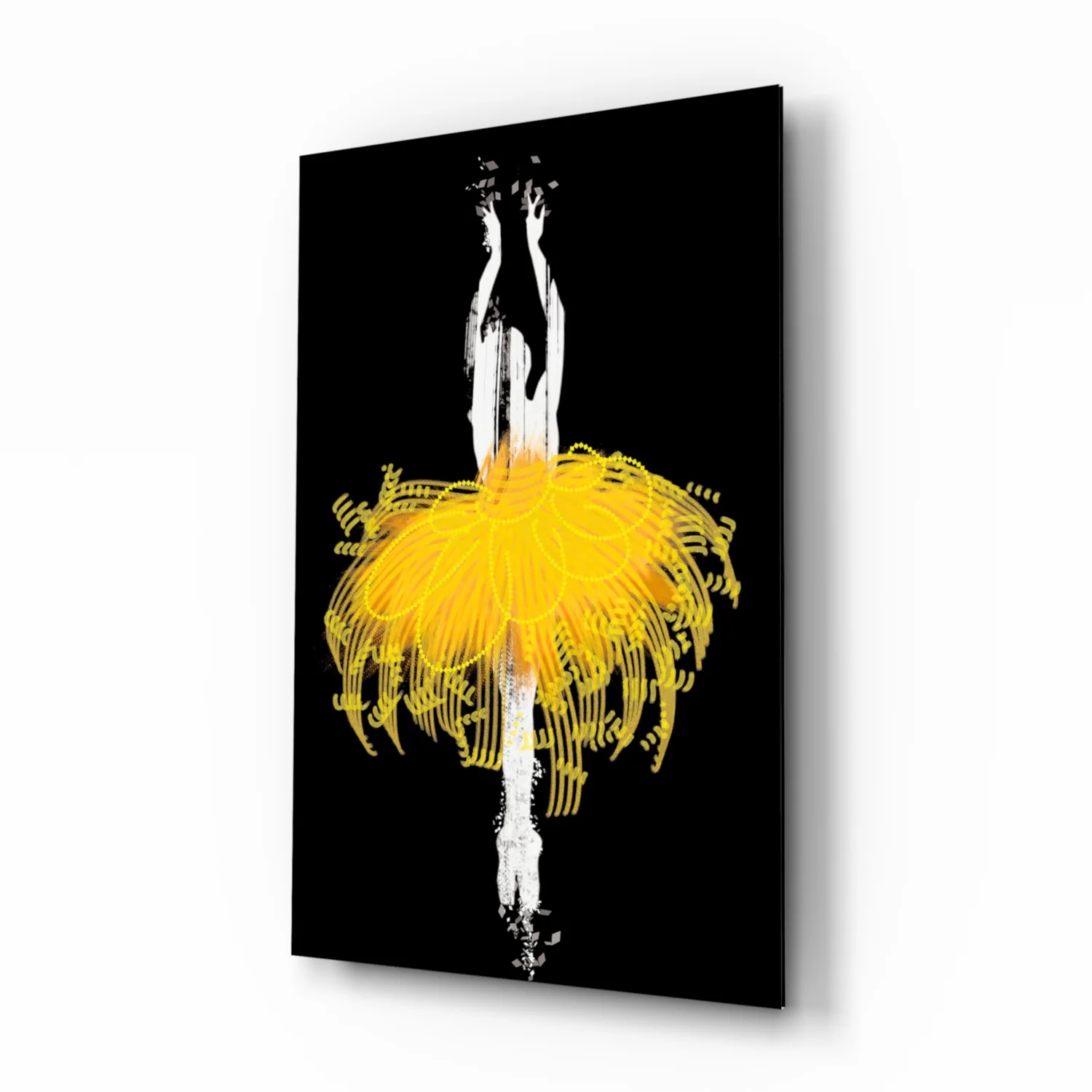 Golden Glow Tutu Ballerina Glass Wall Art - Image 2