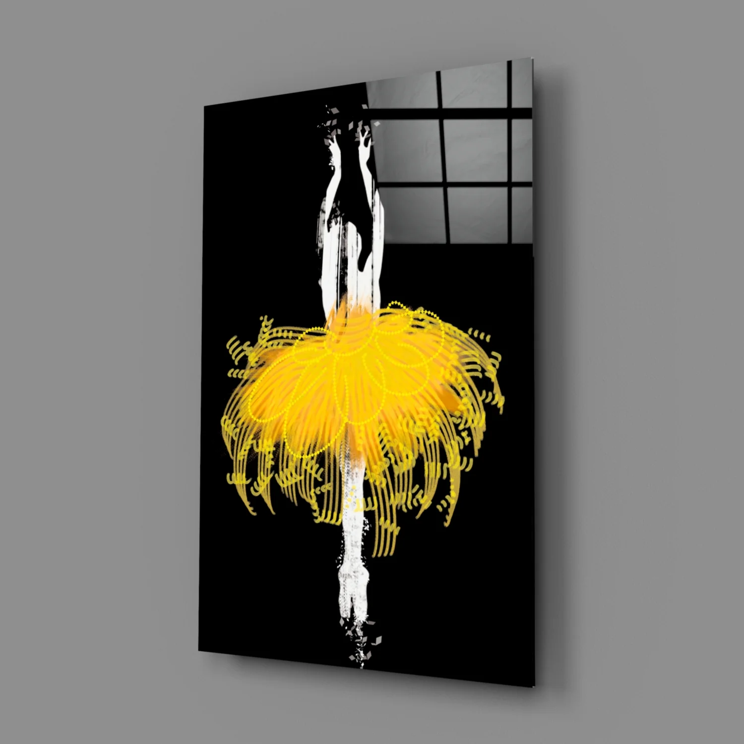 Golden Glow Tutu Ballerina Glass Wall Art - Image 3