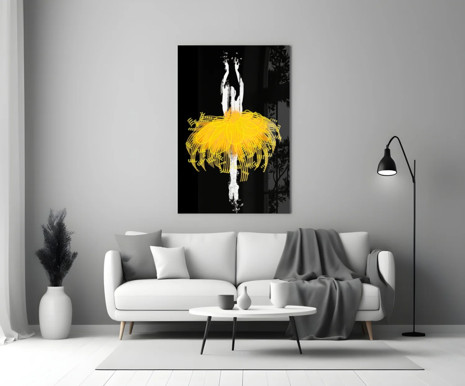 Golden Glow Tutu Ballerina Glass Wall Art - Image 4