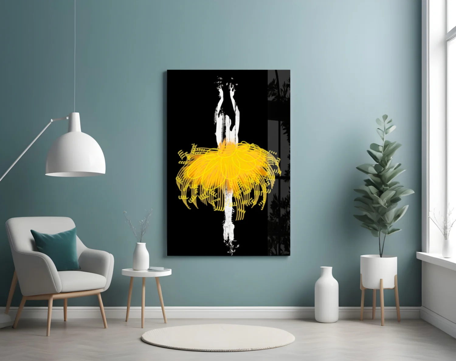 Golden Glow Tutu Ballerina Glass Wall Art - Image 5