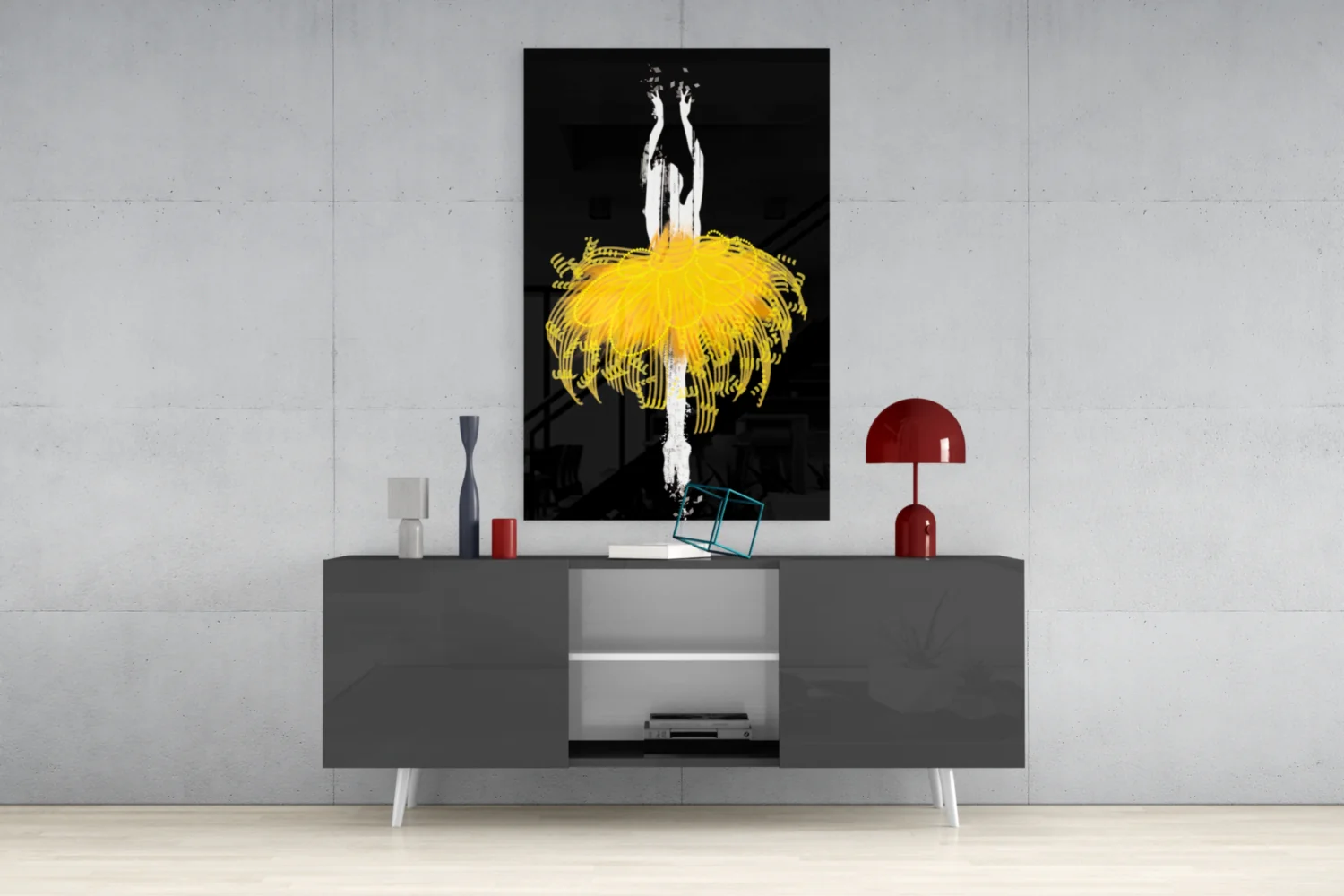 Golden Glow Tutu Ballerina Glass Wall Art - Image 9