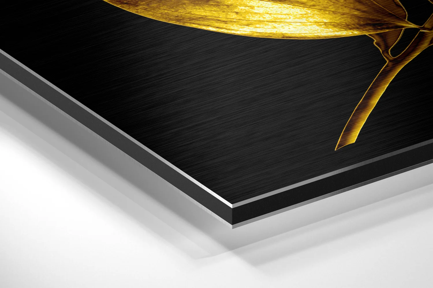 Golden Leaves Brushed Aluminium Dibond Wall Art - Image 2