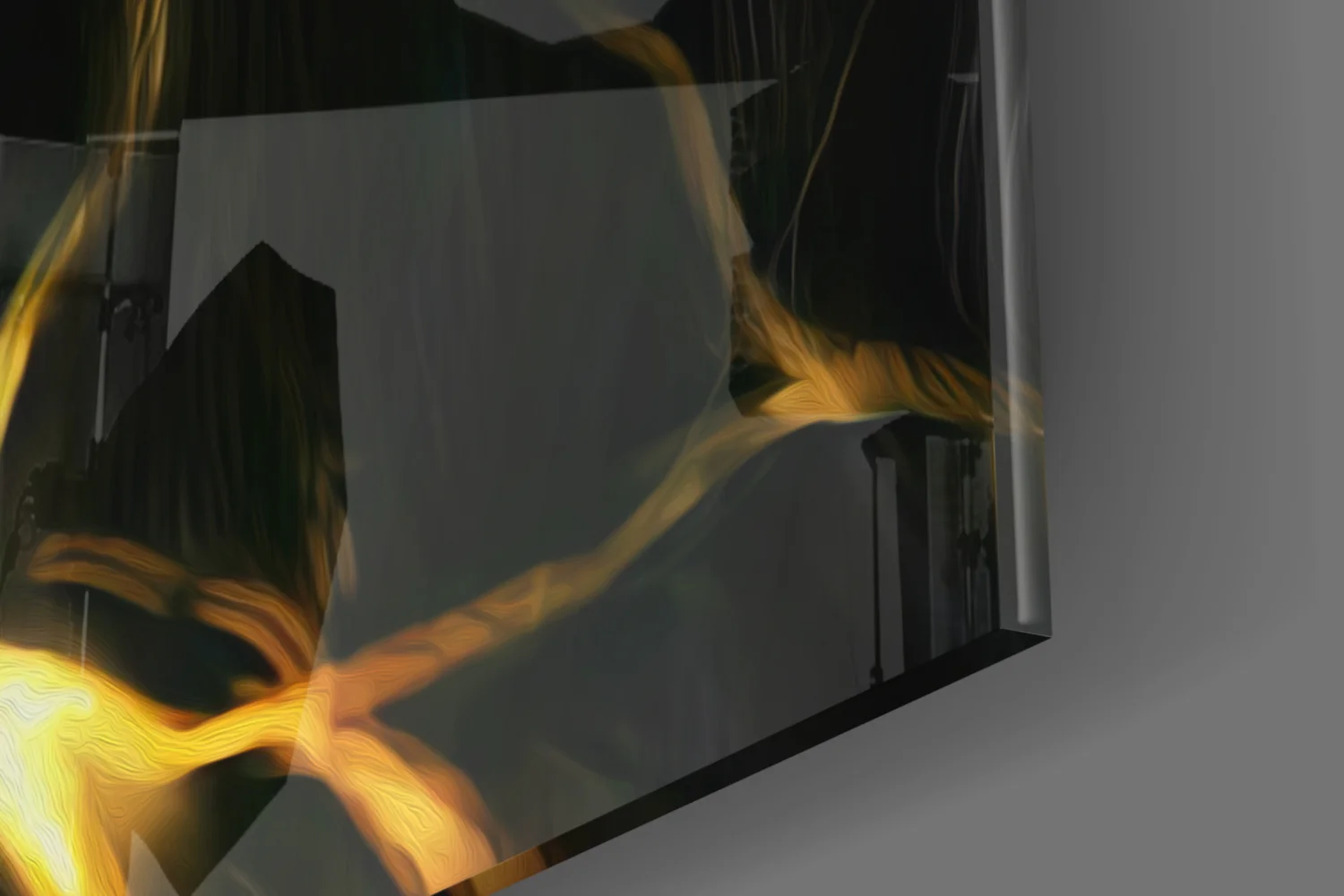 Golden Lightning Electric Lion Glass Wall Art - Image 8