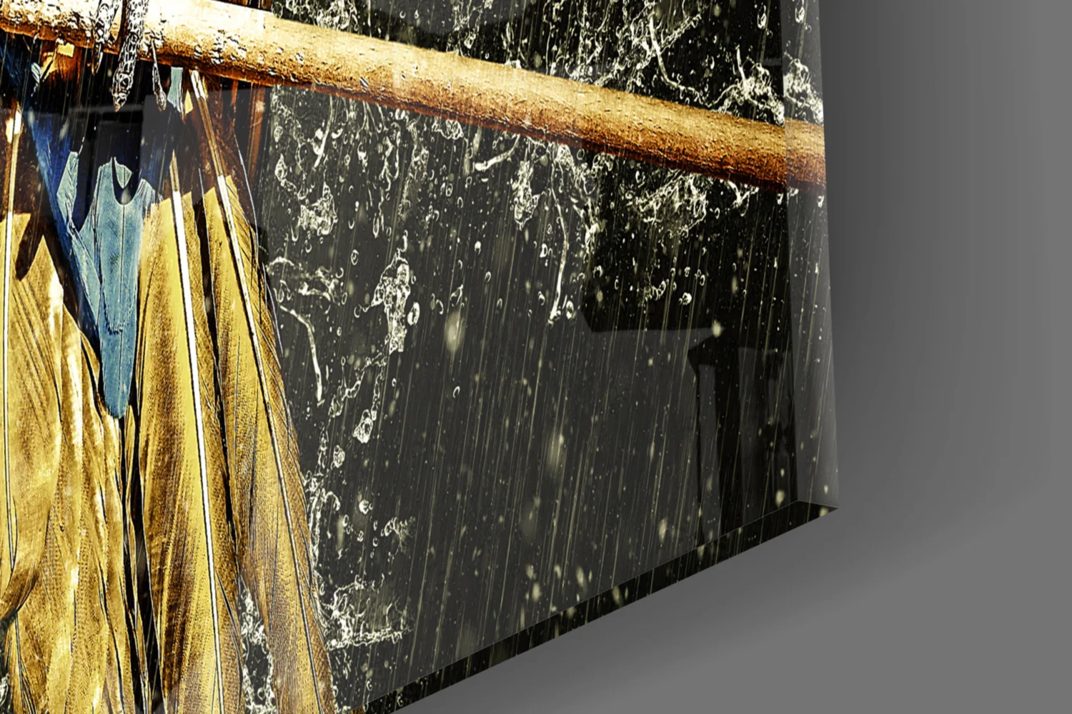 Golden Macaw Water Splash Glass Wall Art - Image 7