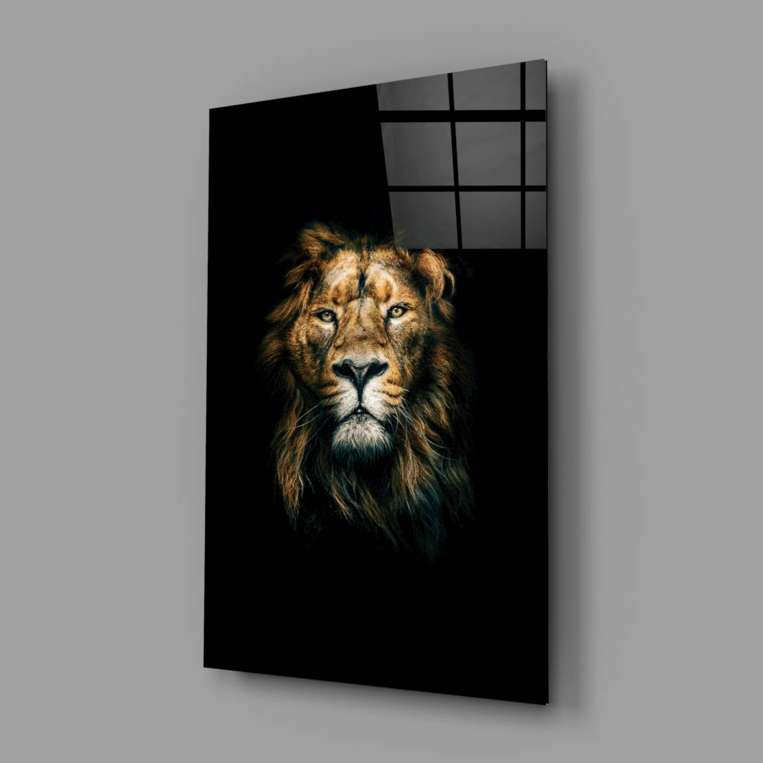 Golden Mane Lion Portrait Glass Wall Art - Image 2