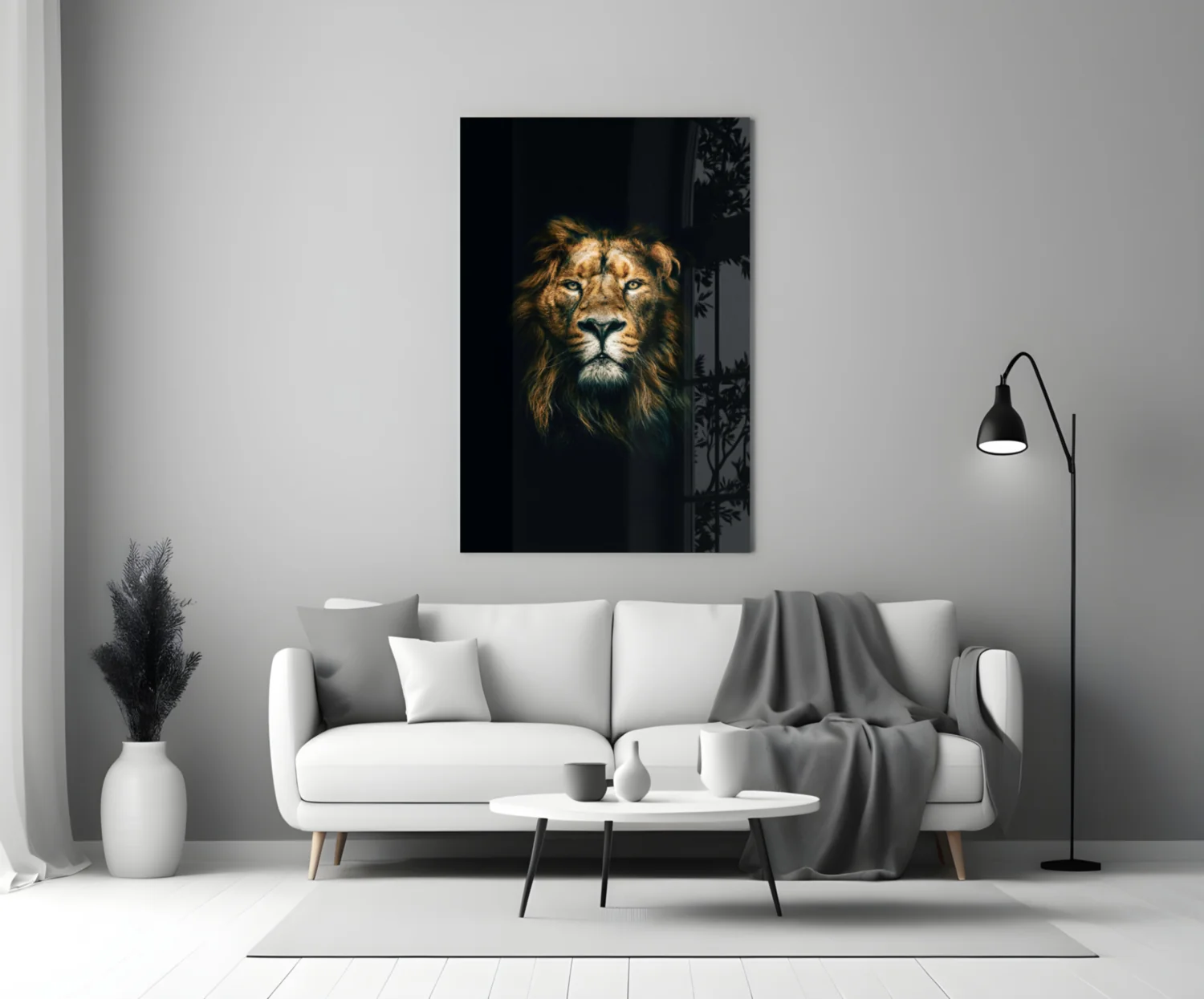Golden Mane Lion Portrait Glass Wall Art - Image 3