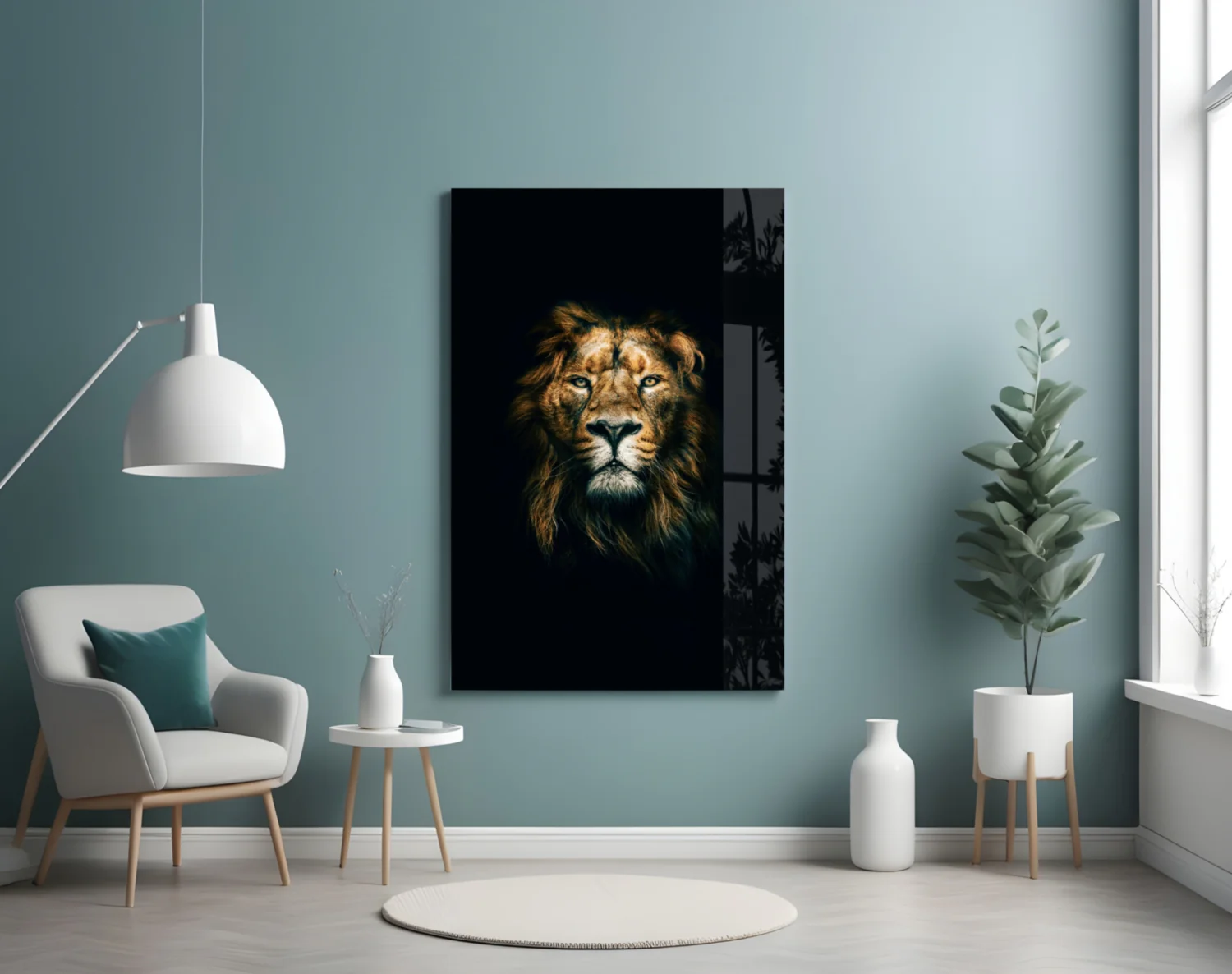 Golden Mane Lion Portrait Glass Wall Art - Image 4