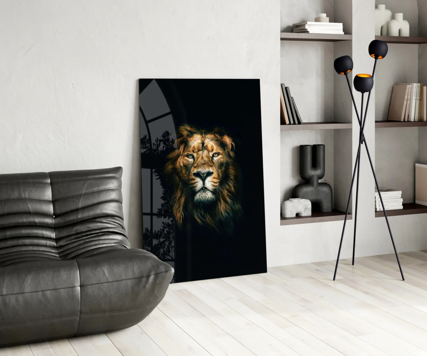Golden Mane Lion Portrait Glass Wall Art - Image 5