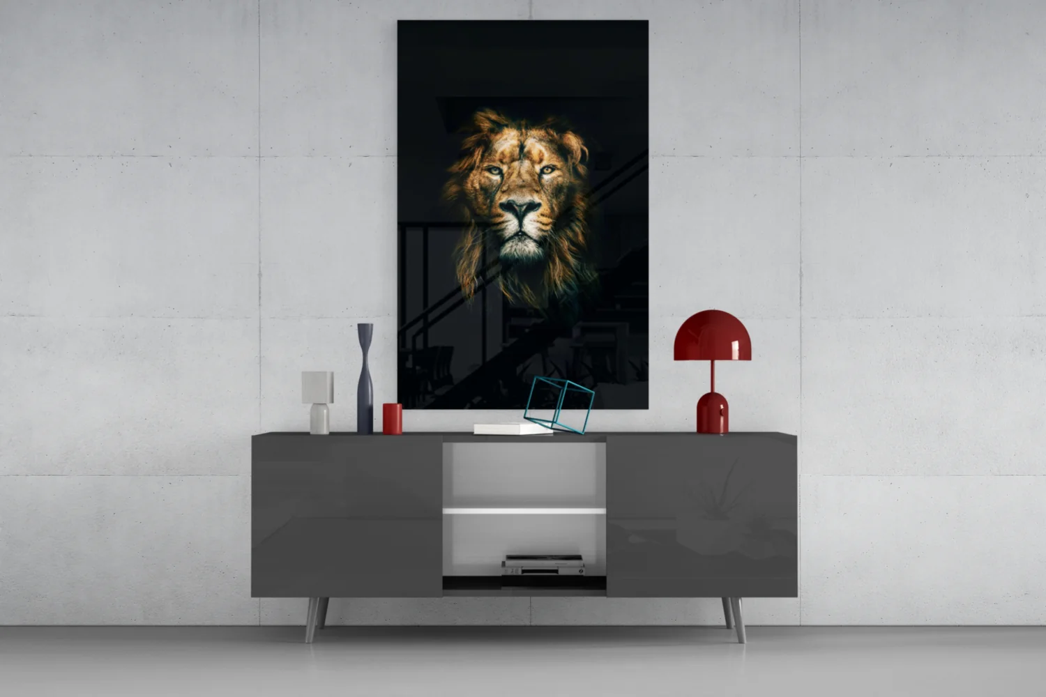 Golden Mane Lion Portrait Glass Wall Art - Image 8