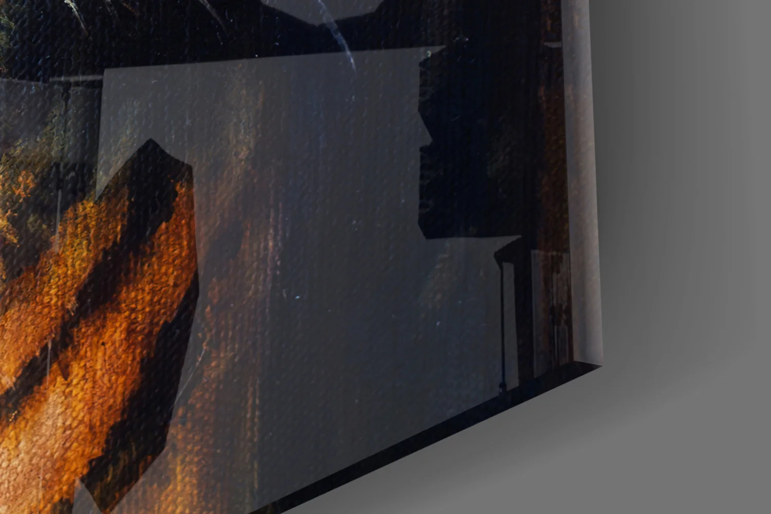 Golden Oil Painted Tiger Glass Wall Art - Image 7