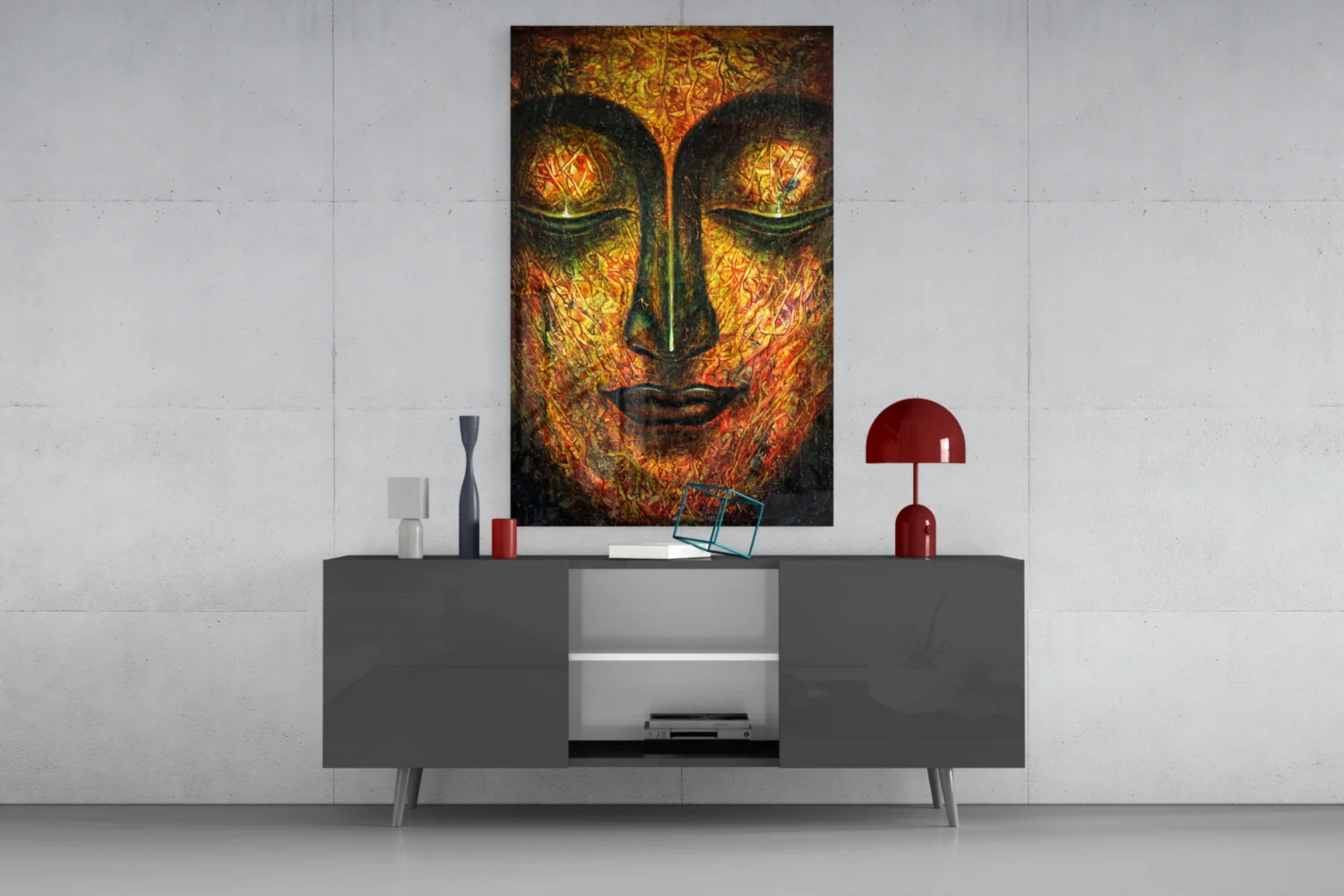 Golden Serene Buddha Face Glass Wall Art - Image 8