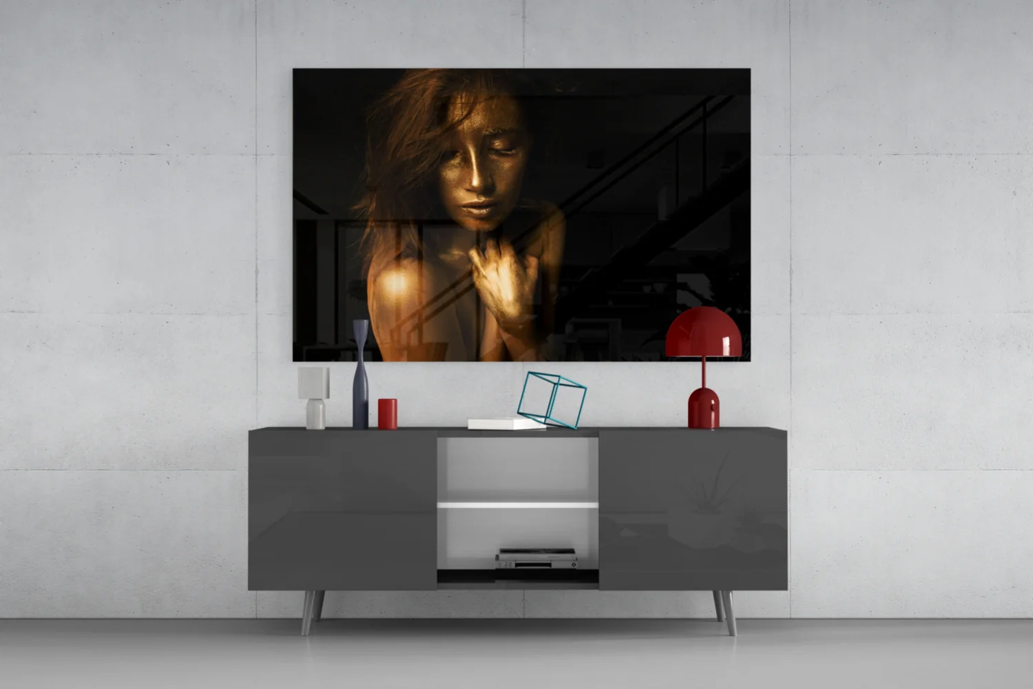Golden Skin Serene Woman Glass Wall Art - Image 8