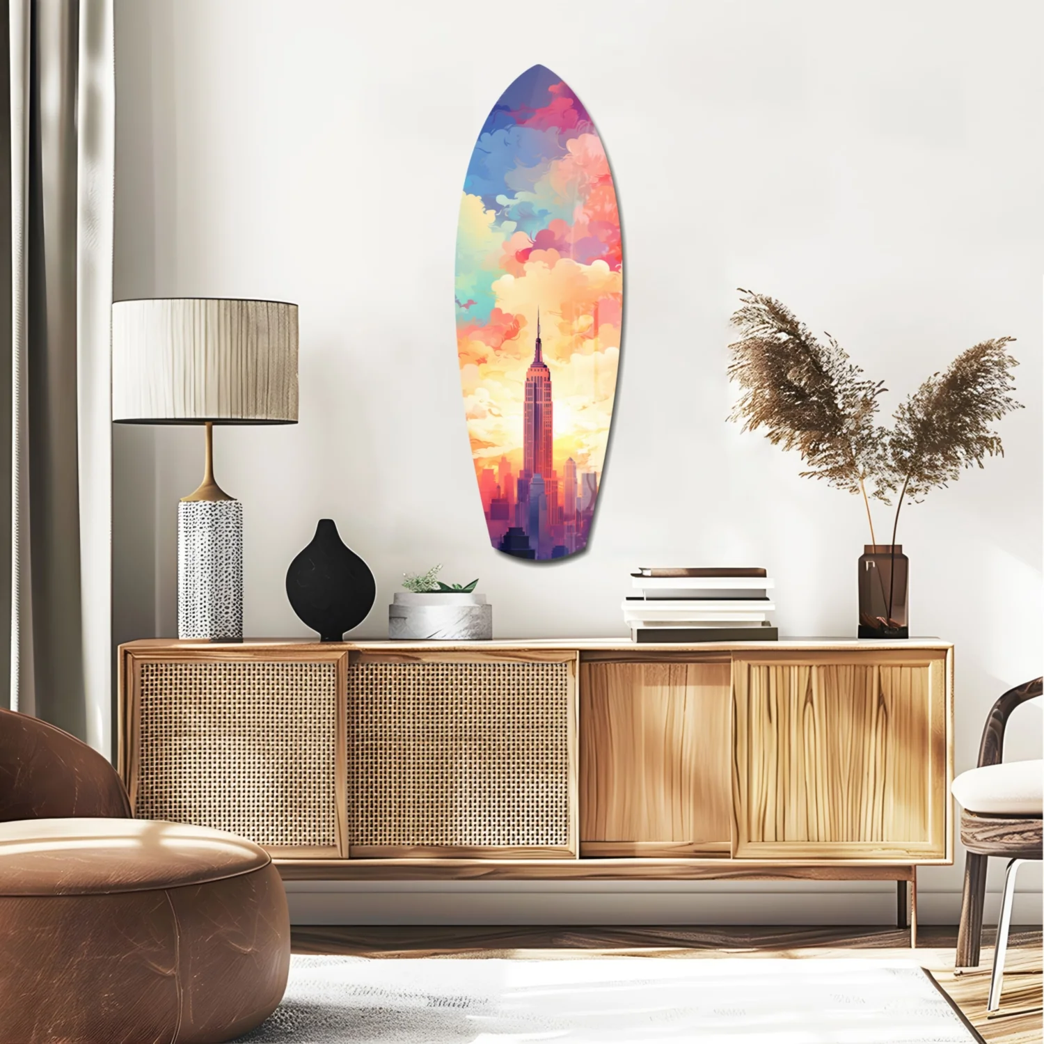 Golden Skyline Glass Wall Art - Image 2