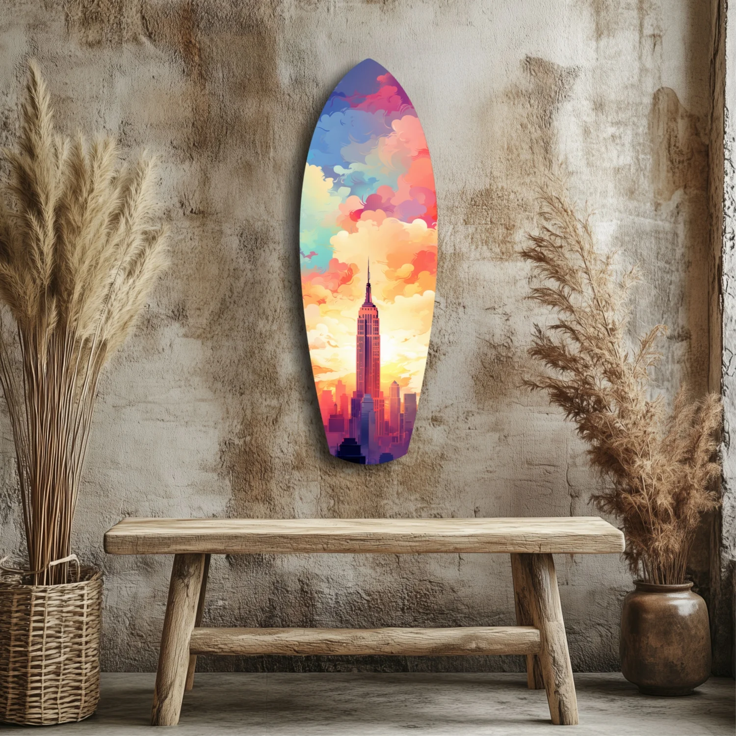 Golden Skyline Glass Wall Art - Image 3