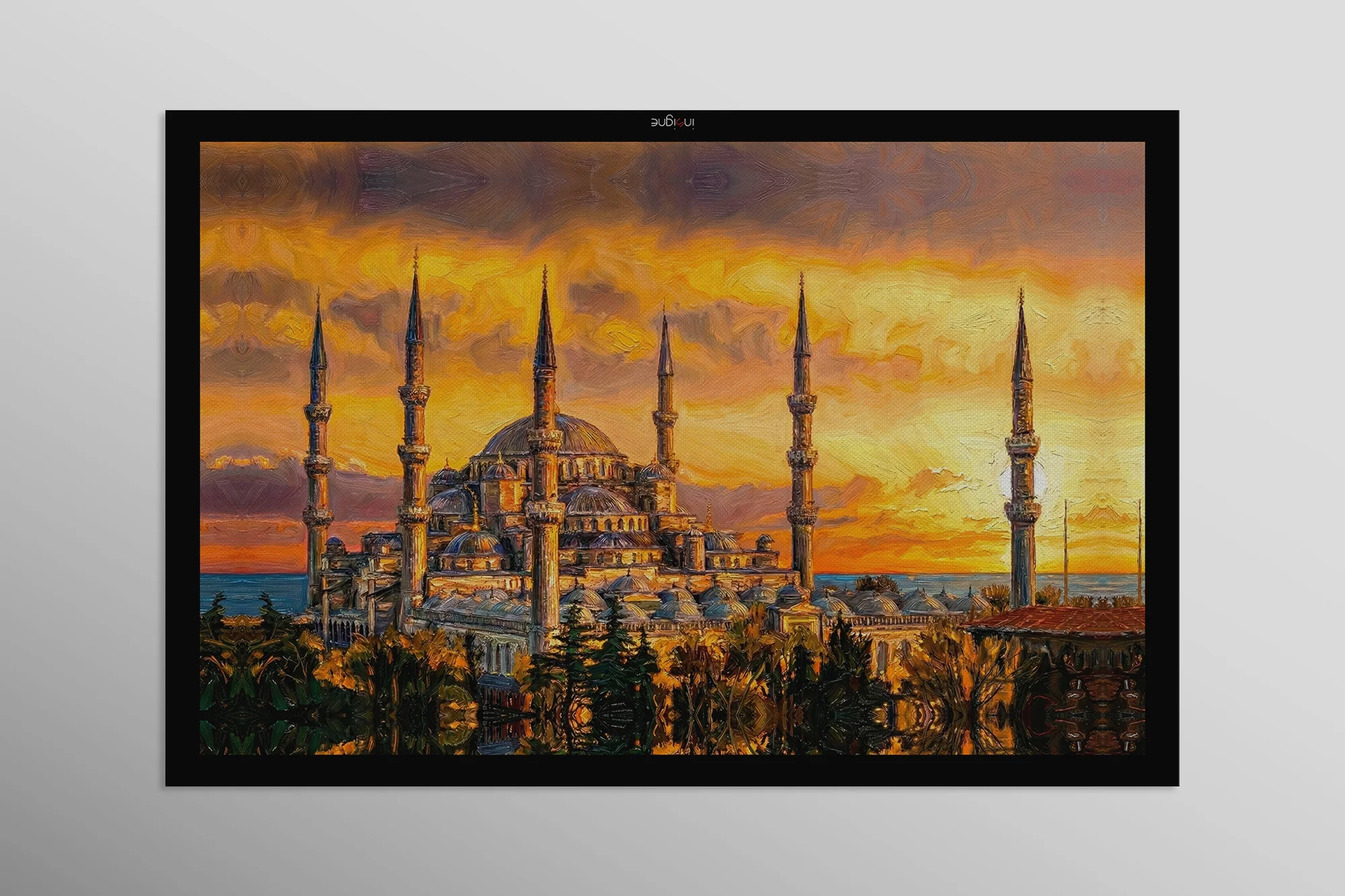 Golden Sunset Serenade: Blue Mosque — 3D Haptic Embossed High-Gloss Luxury Wall Art - Image 10