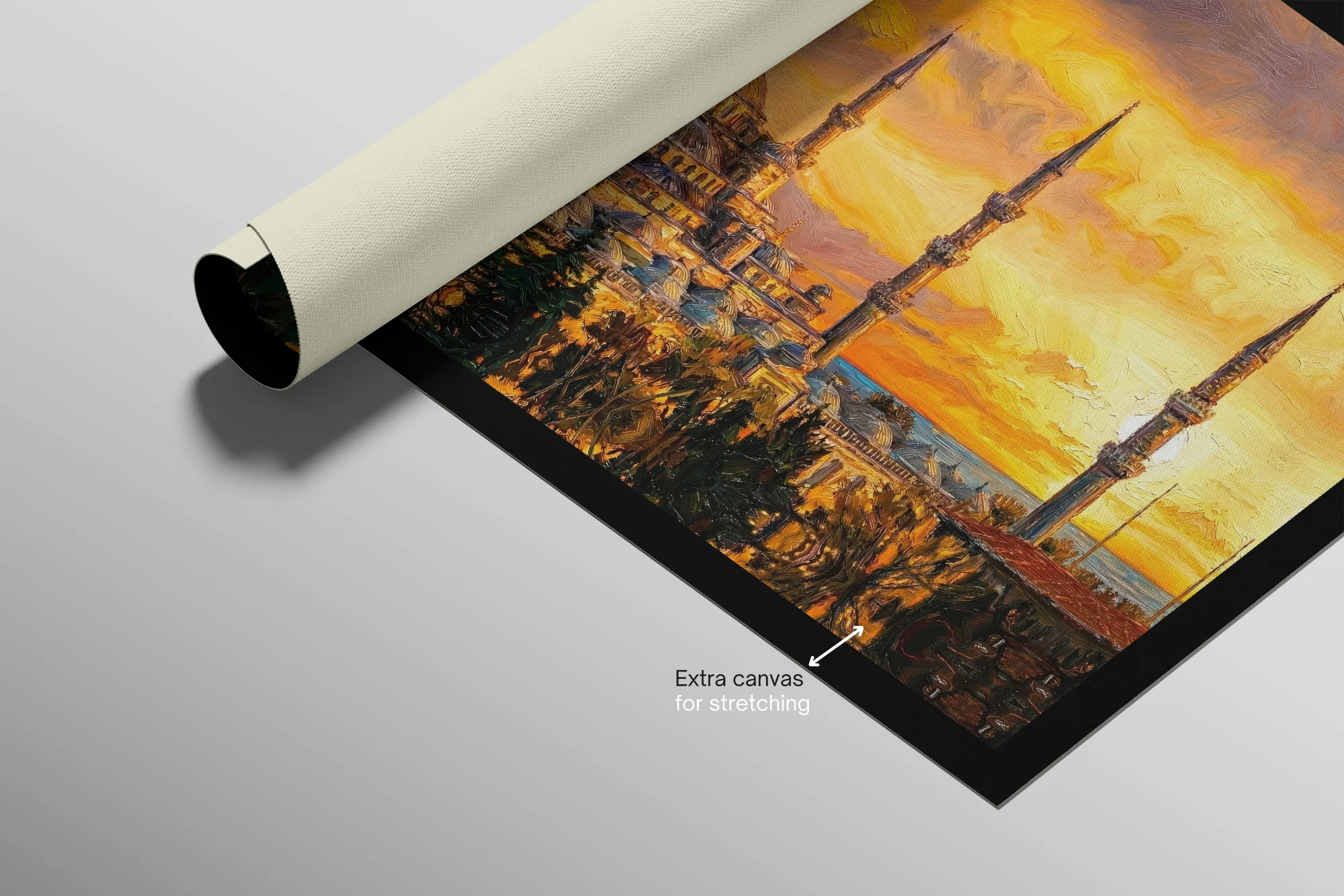Golden Sunset Serenade: Blue Mosque — 3D Haptic Embossed High-Gloss Luxury Wall Art - Image 9