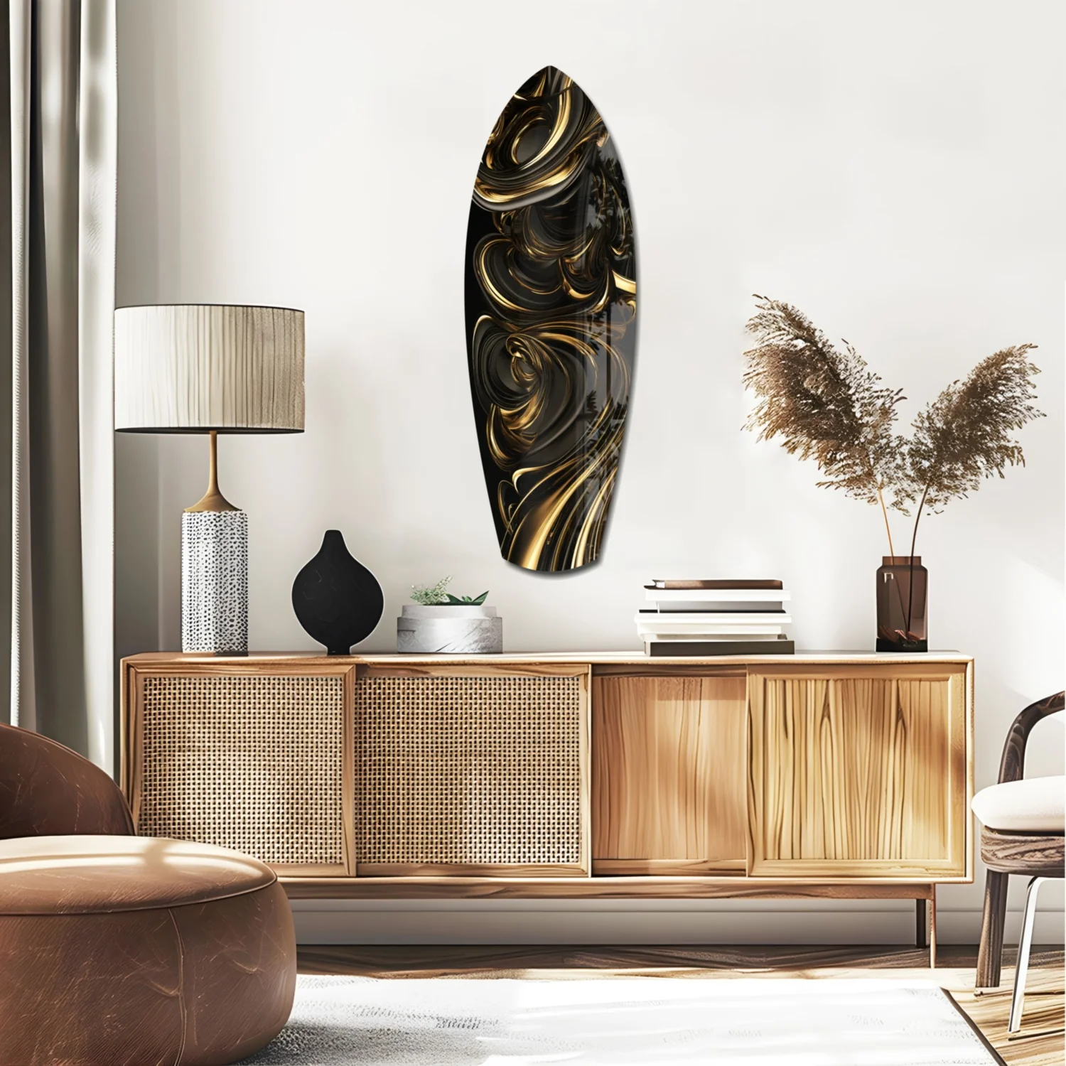 Golden Swirls Glass Wall Art - Image 2