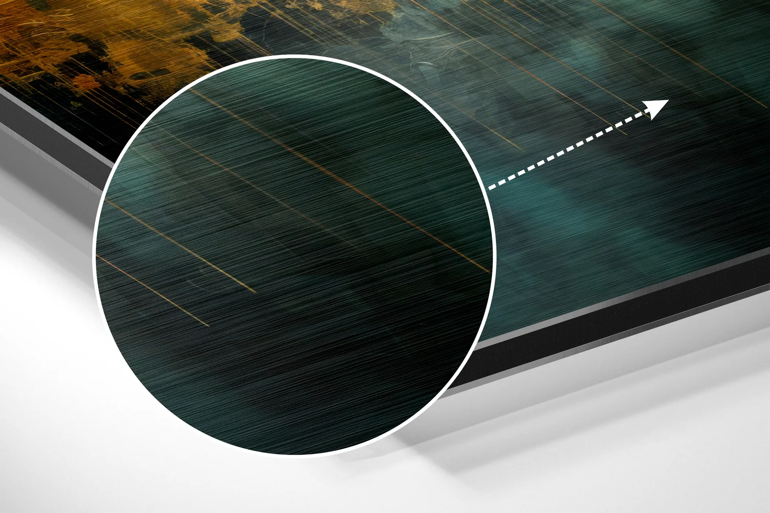 Golden Teal City Skyline Brushed Aluminum Dibond Wall Art - Image 3