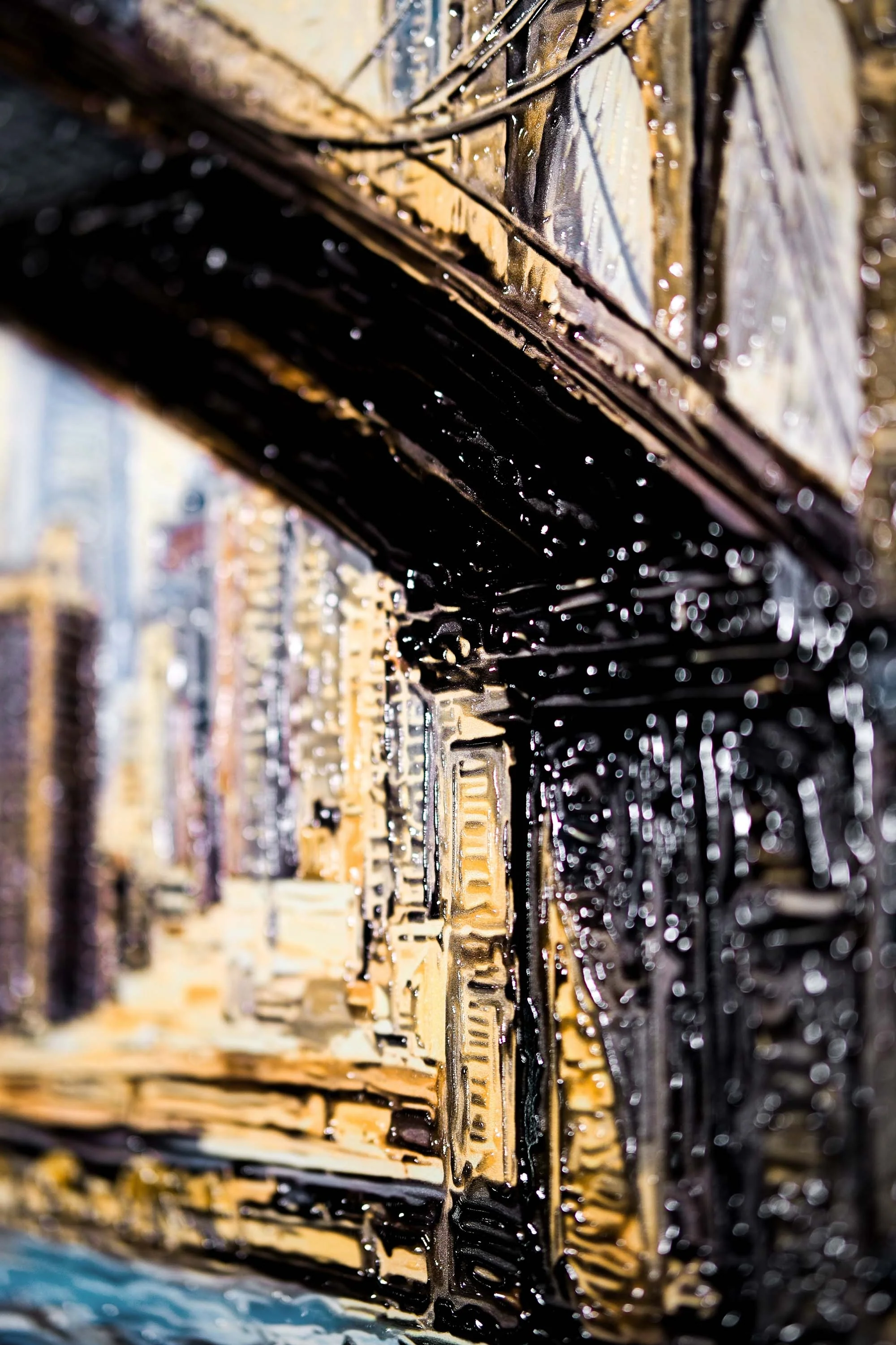 Metropolis’s Golden Gateway: Brooklyn Bridge — 3D Haptic Embossed High-Gloss Luxury Wall Art - Image 3