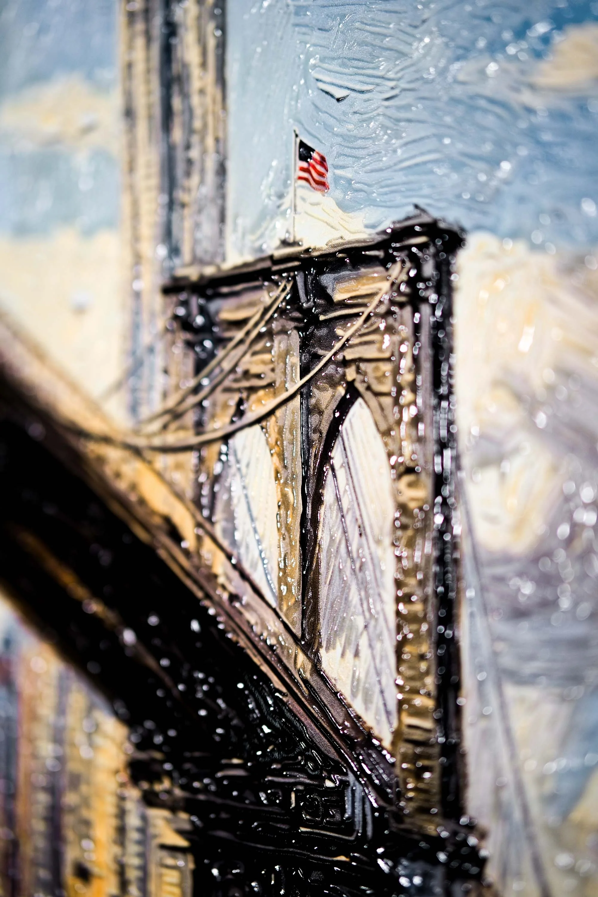 Metropolis’s Golden Gateway: Brooklyn Bridge — 3D Haptic Embossed High-Gloss Luxury Wall Art - Image 4