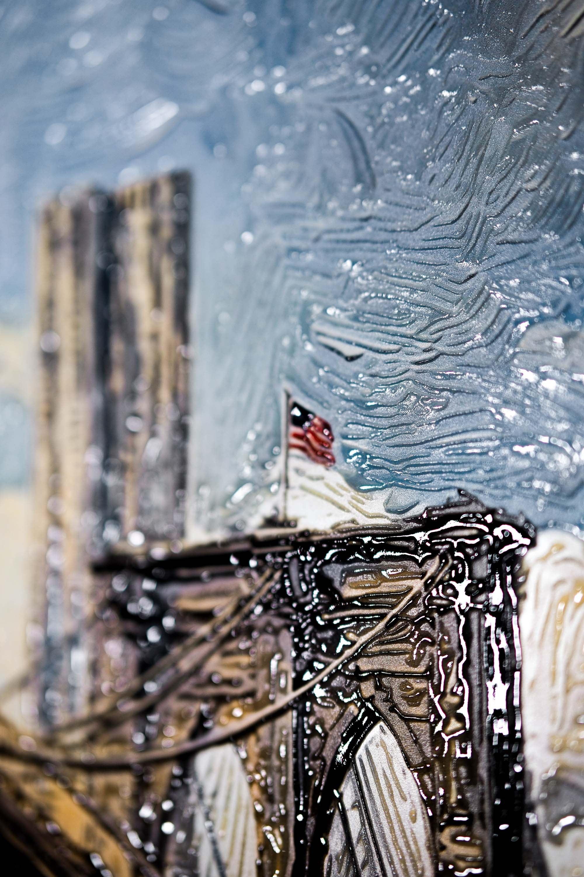 Metropolis’s Golden Gateway: Brooklyn Bridge — 3D Haptic Embossed High-Gloss Luxury Wall Art - Image 5