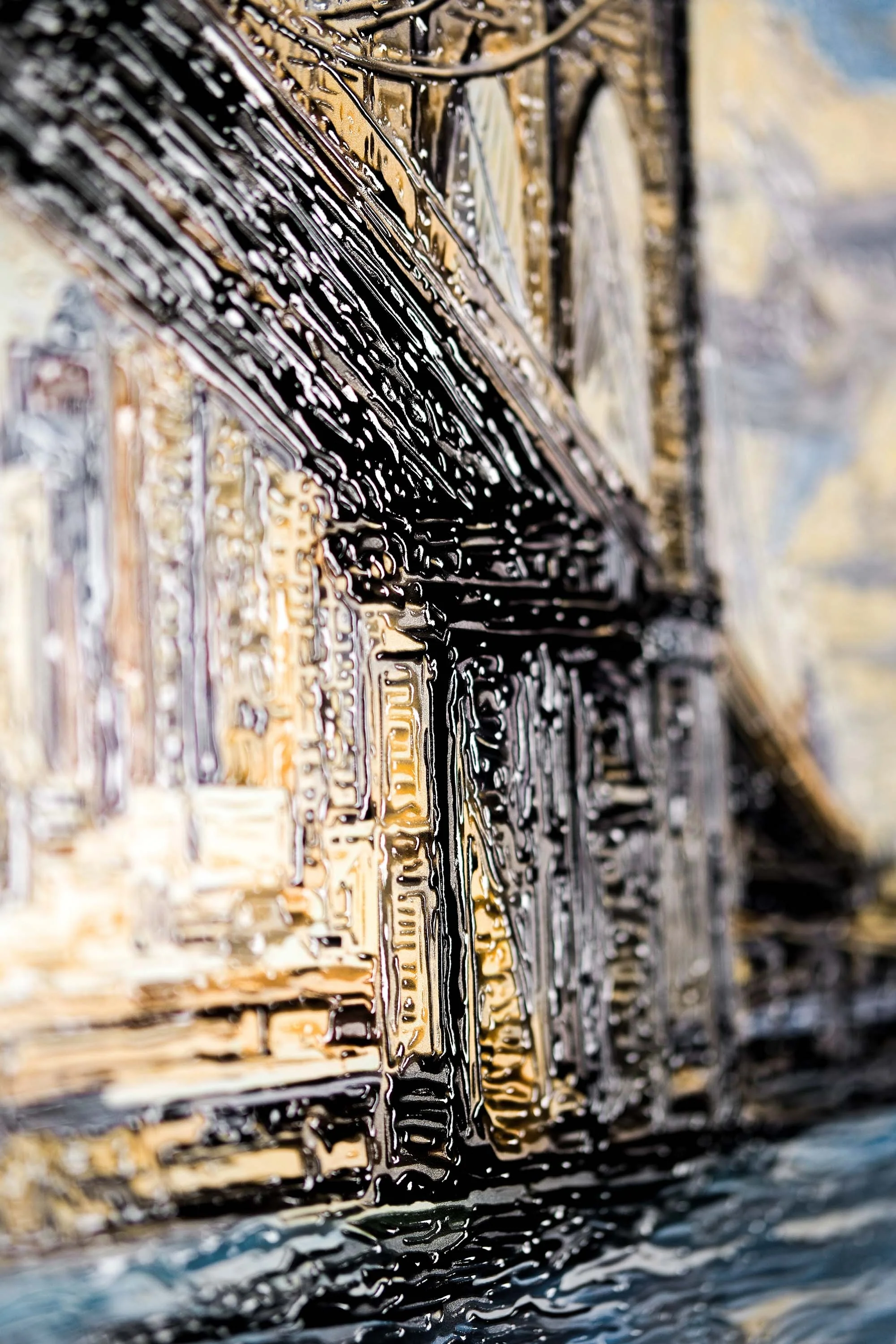 Metropolis’s Golden Gateway: Brooklyn Bridge — 3D Haptic Embossed High-Gloss Luxury Wall Art - Image 6