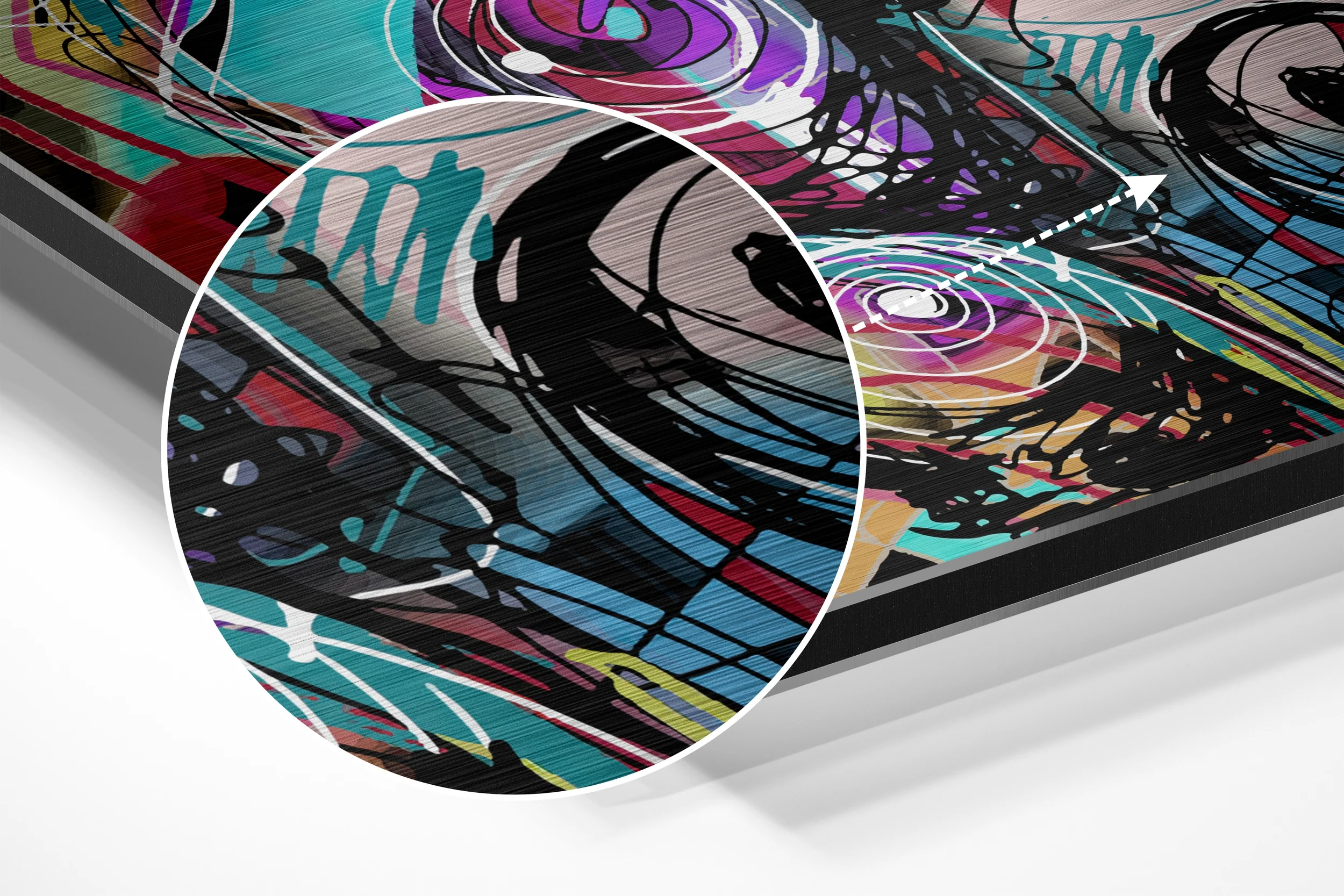 Graffiti Blue Eyes Face Brushed Aluminium Dibond Wall Art - Image 3