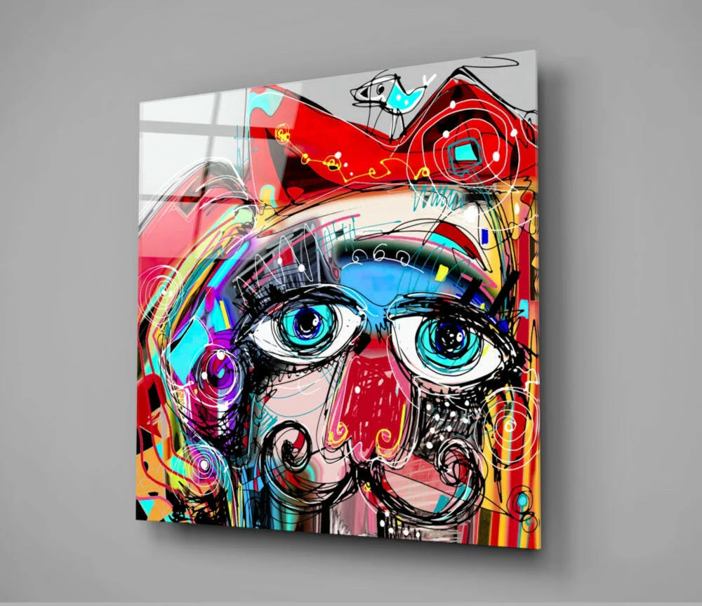 Graffiti Mustache Face Doodle Glass Wall Art - Image 2