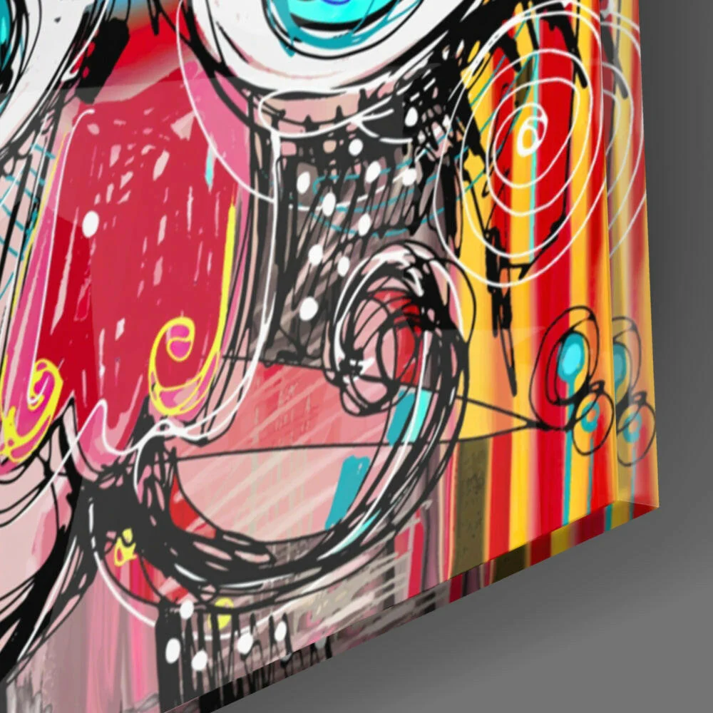 Graffiti Mustache Face Doodle Glass Wall Art - Image 3